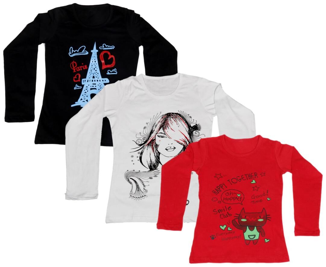 

Indiweaves Girl Cotton Printed T shirt - Multi