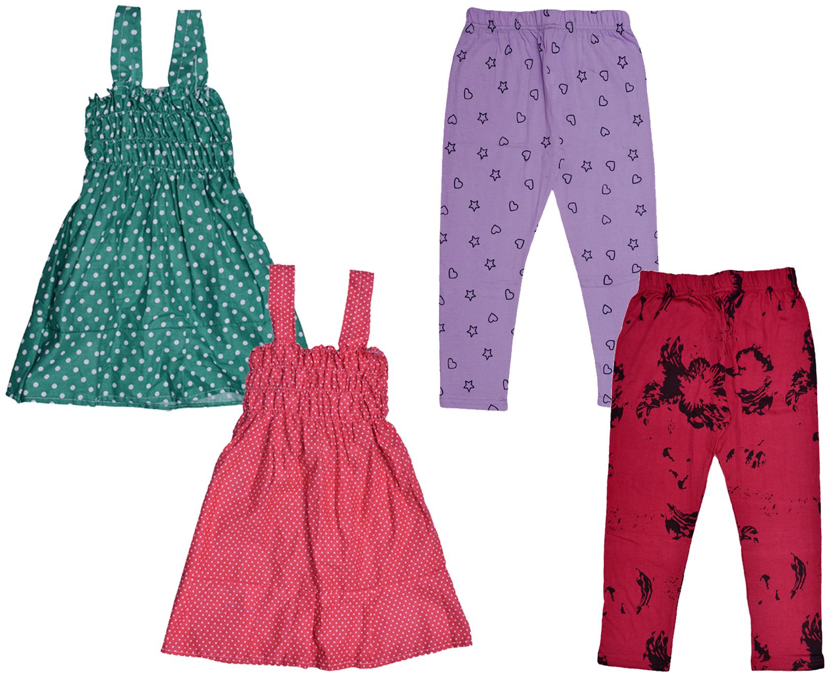 

Indiweaves Girl Cotton Top Bottom Set - Multi