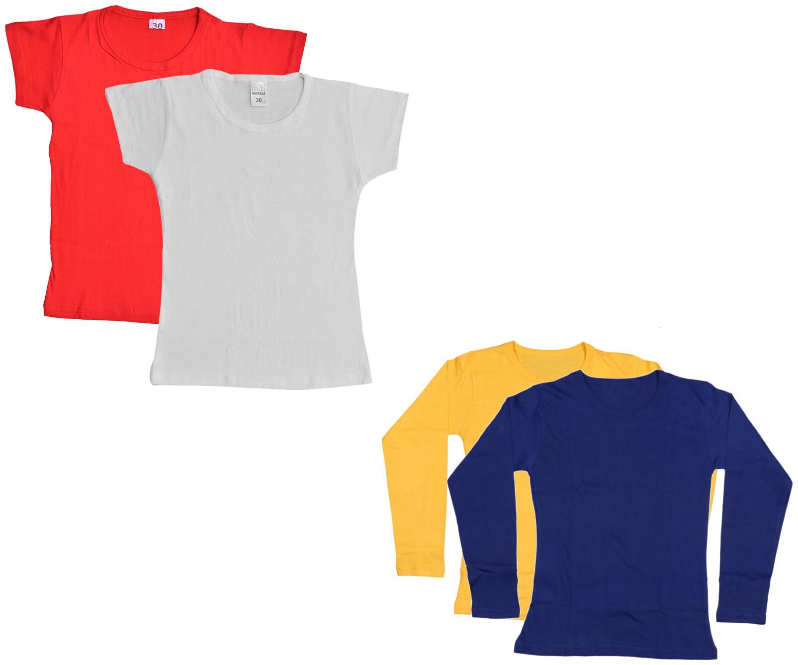 

Indiweaves Girl Cotton Solid T shirt - Multi