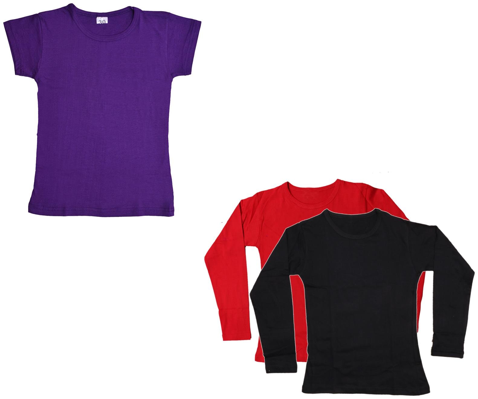 

Indiweaves Girl Cotton Solid T shirt - Multi