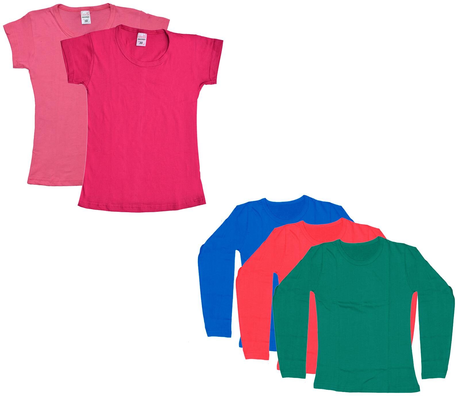 

Indiweaves Girl Cotton Solid T shirt - Multi