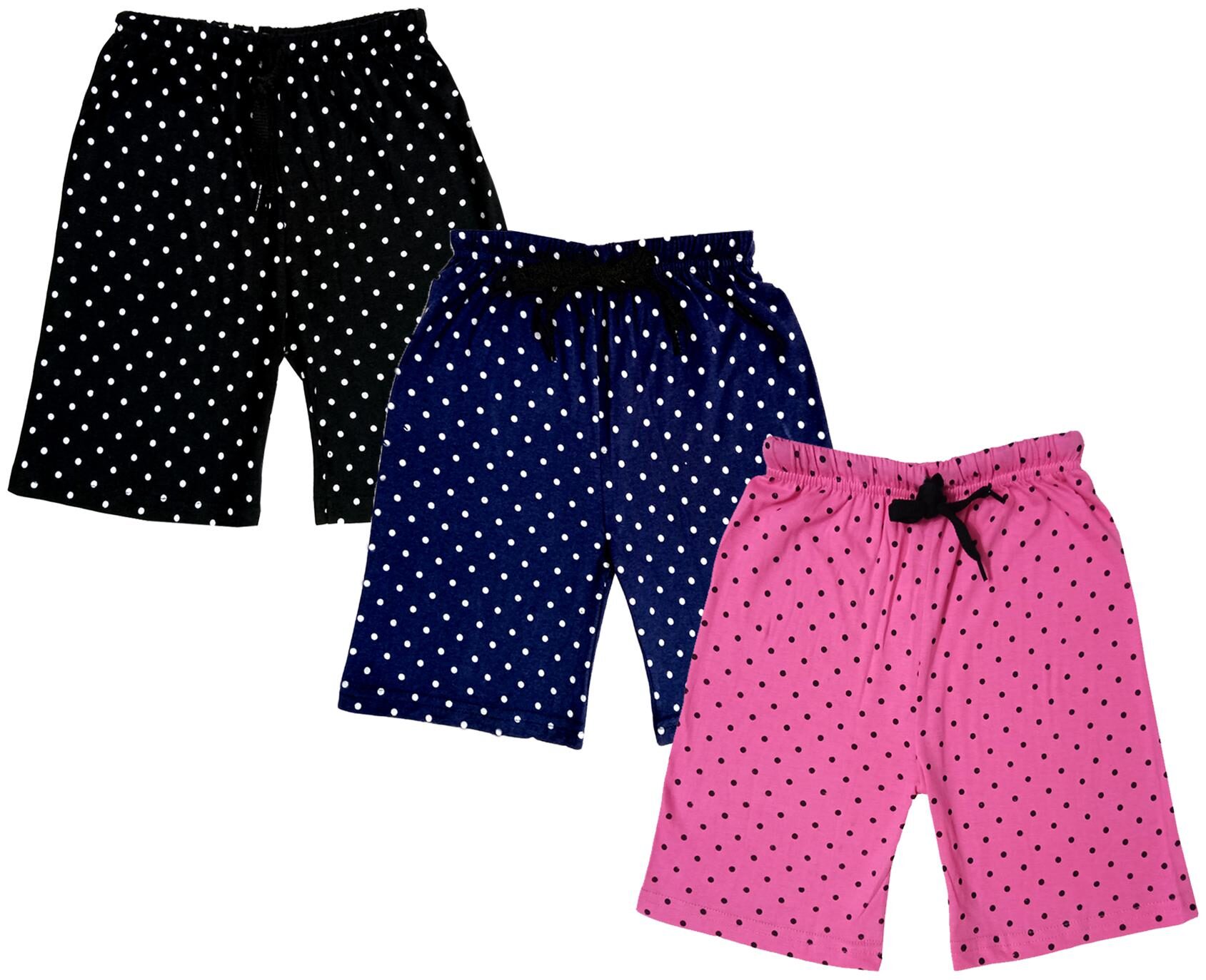 

IndiWeaves Girls Cotton Polka Dots Relaxed Fit Shorts (Pack of 3)