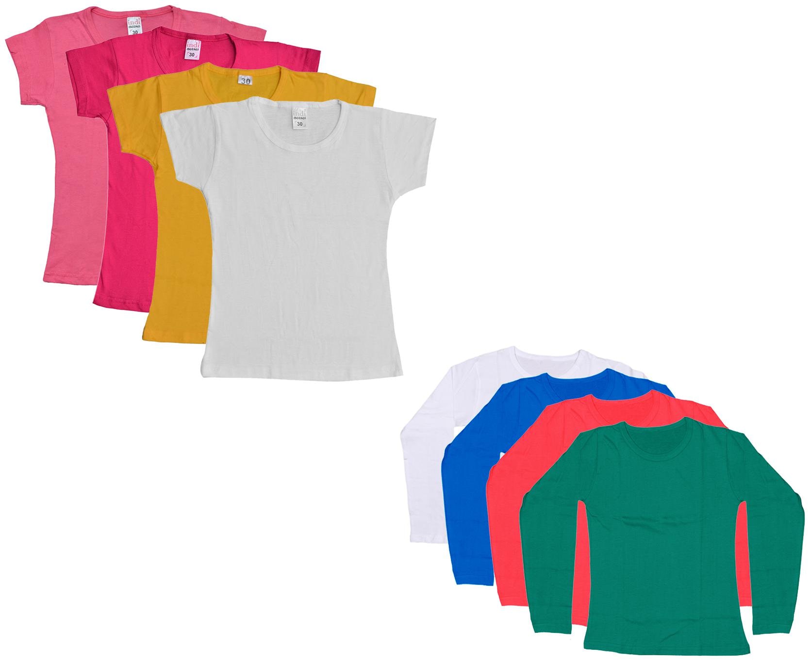 

Indiweaves Girl Cotton Solid T shirt - Multi