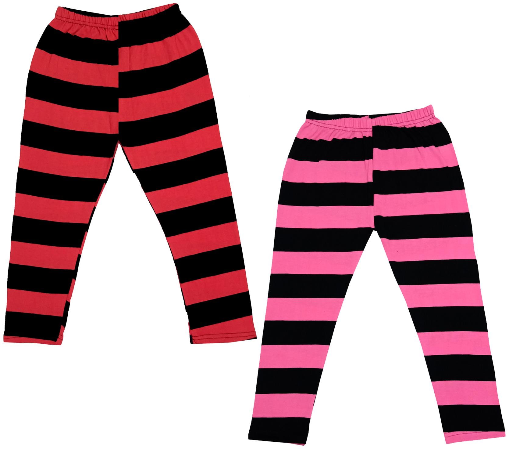 

IndiWeaves Girls Cotton Striped Capri 3 4th Leggings (Pack of 2) Multi
