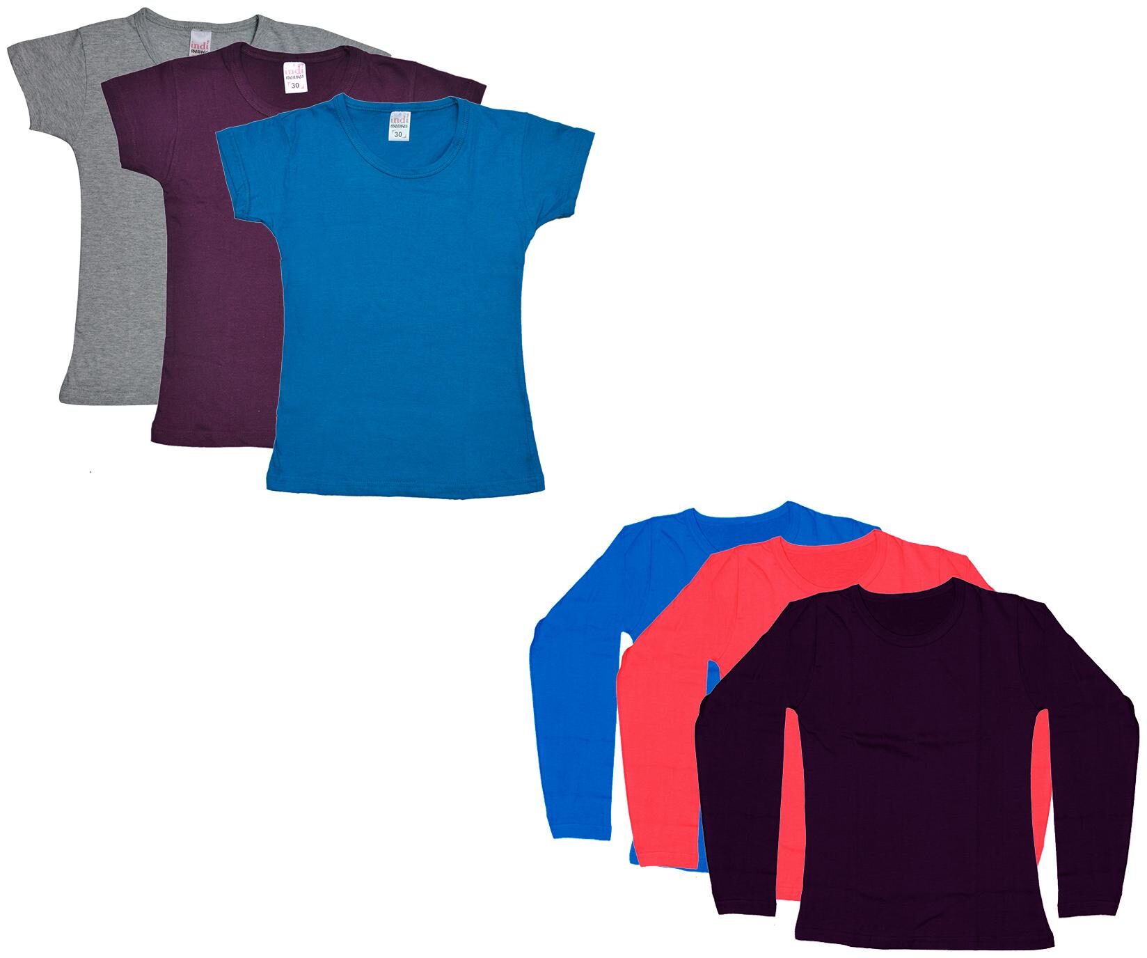 

Indiweaves Girl Cotton Solid T shirt - Multi