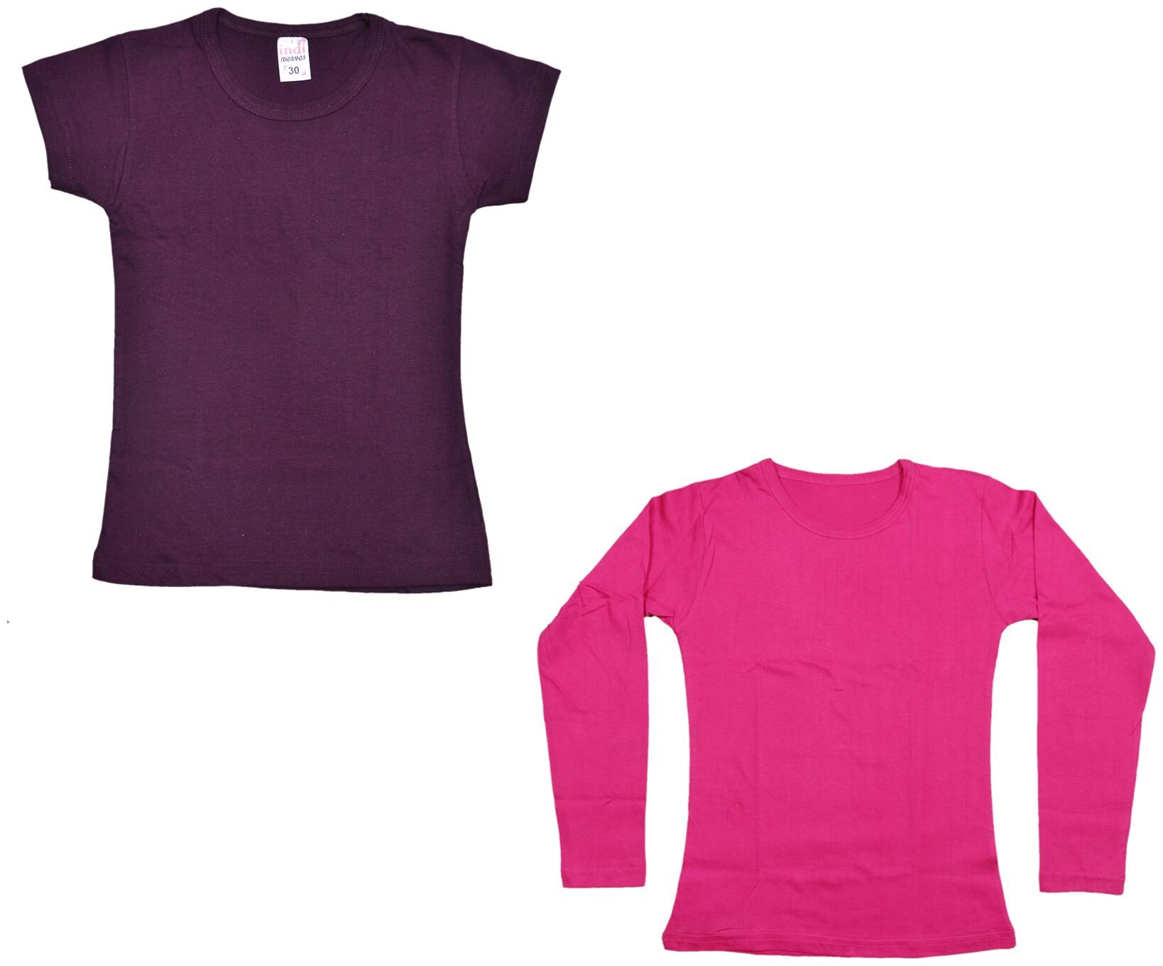 

Indiweaves Girl Cotton Solid T shirt - Multi