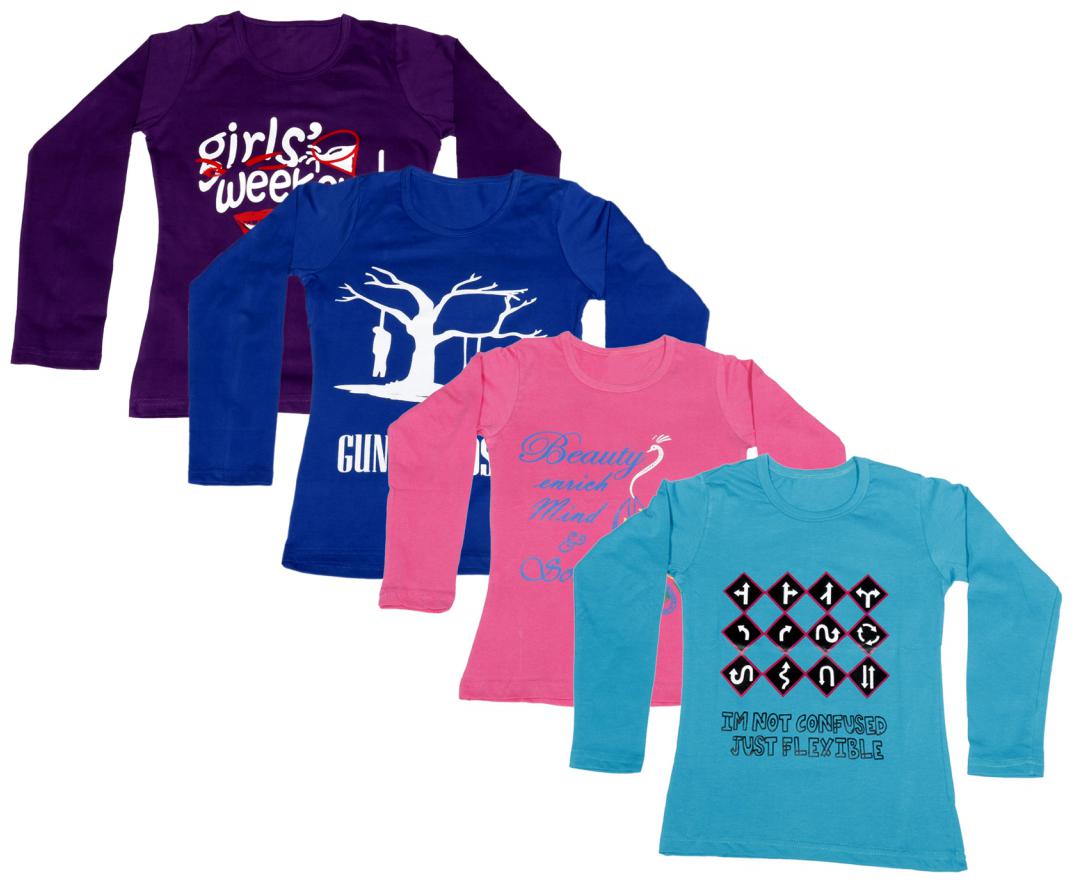 

Indiweaves Girl Cotton Printed T shirt - Multi