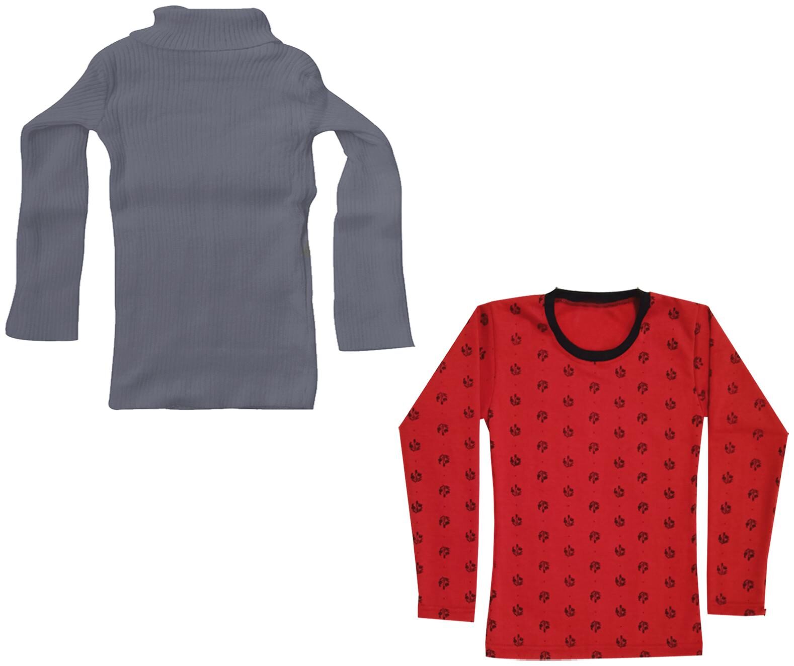 

Indiweaves Girl Wool Printed T shirt - Grey Red