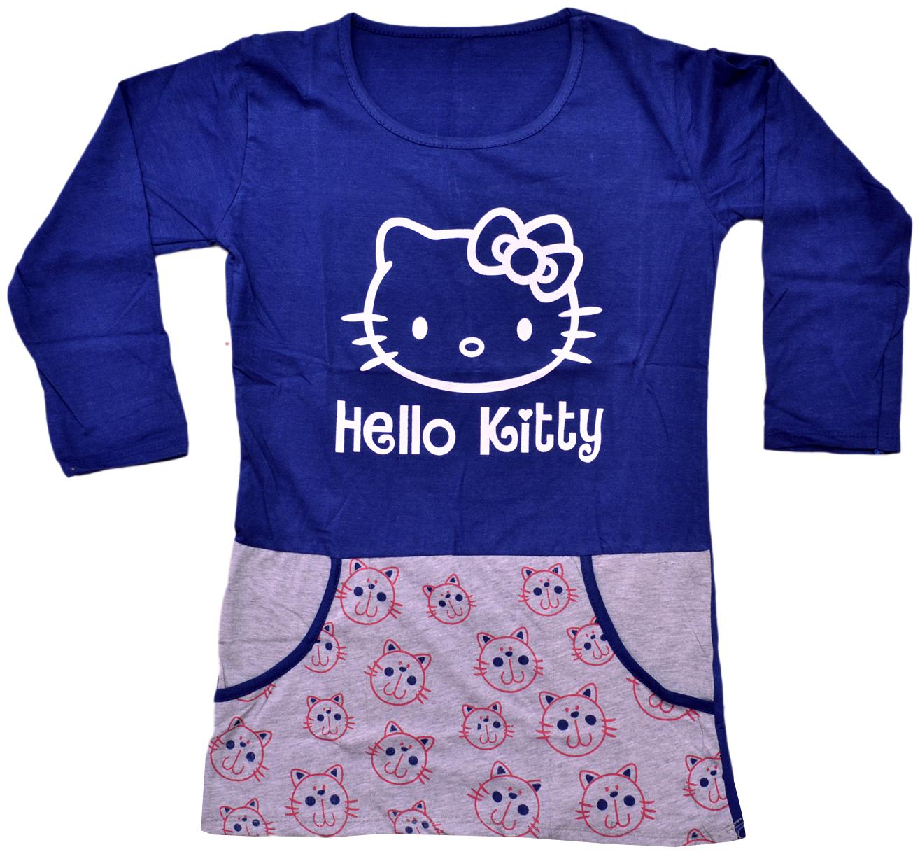 

Indiweaves Girl Cotton Printed Top - Blue