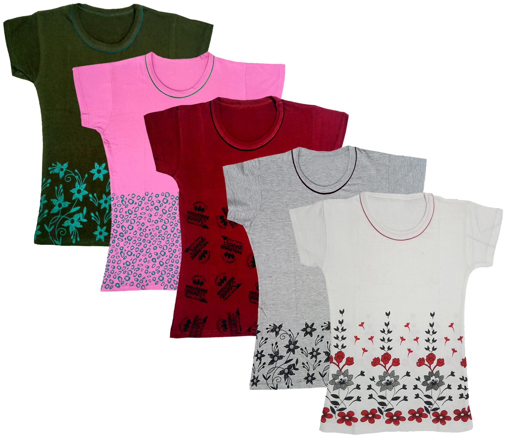 

Indiweaves Girl Cotton Printed T shirt - Multi