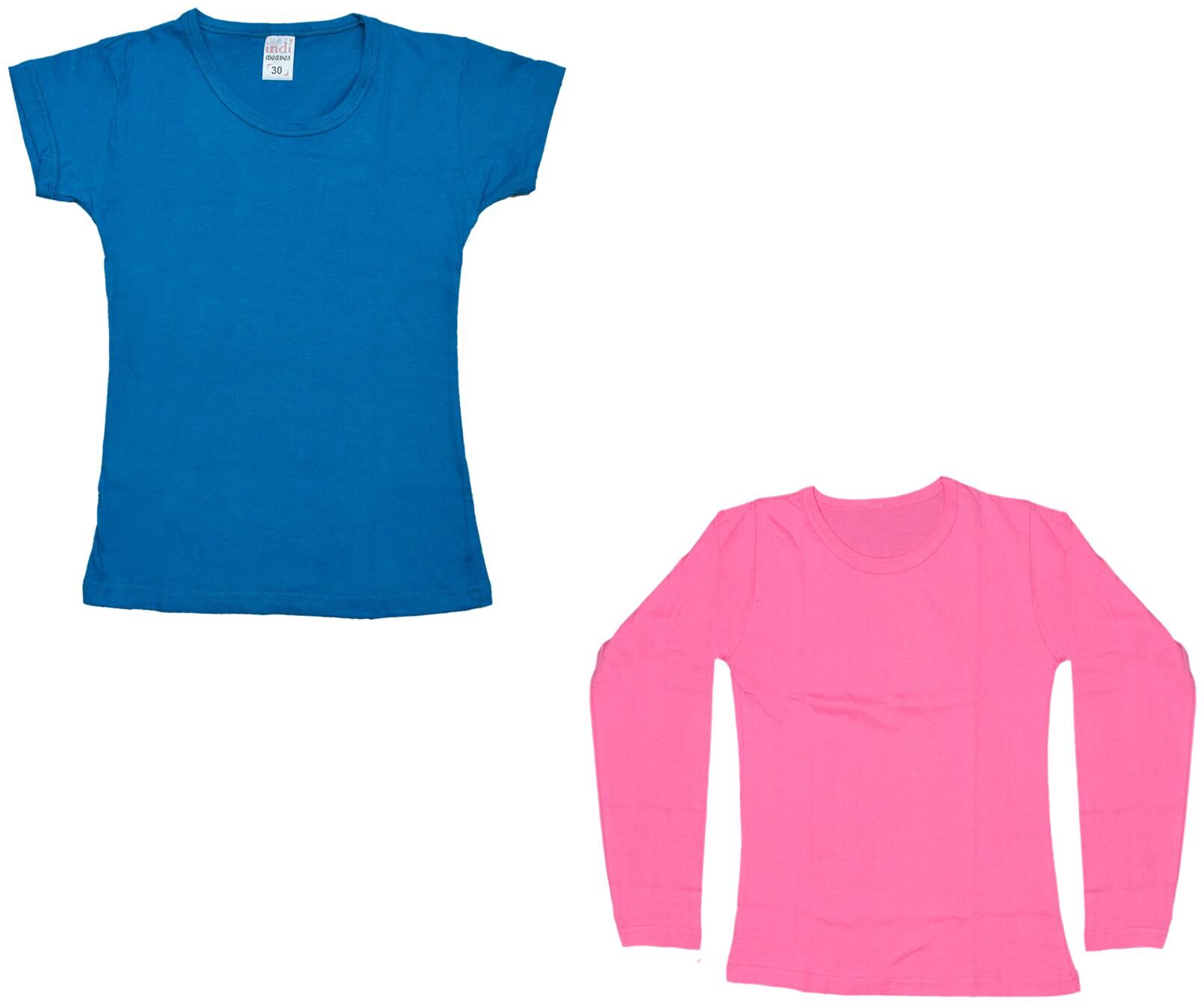 

Indiweaves Girl Cotton Solid T shirt - Multi