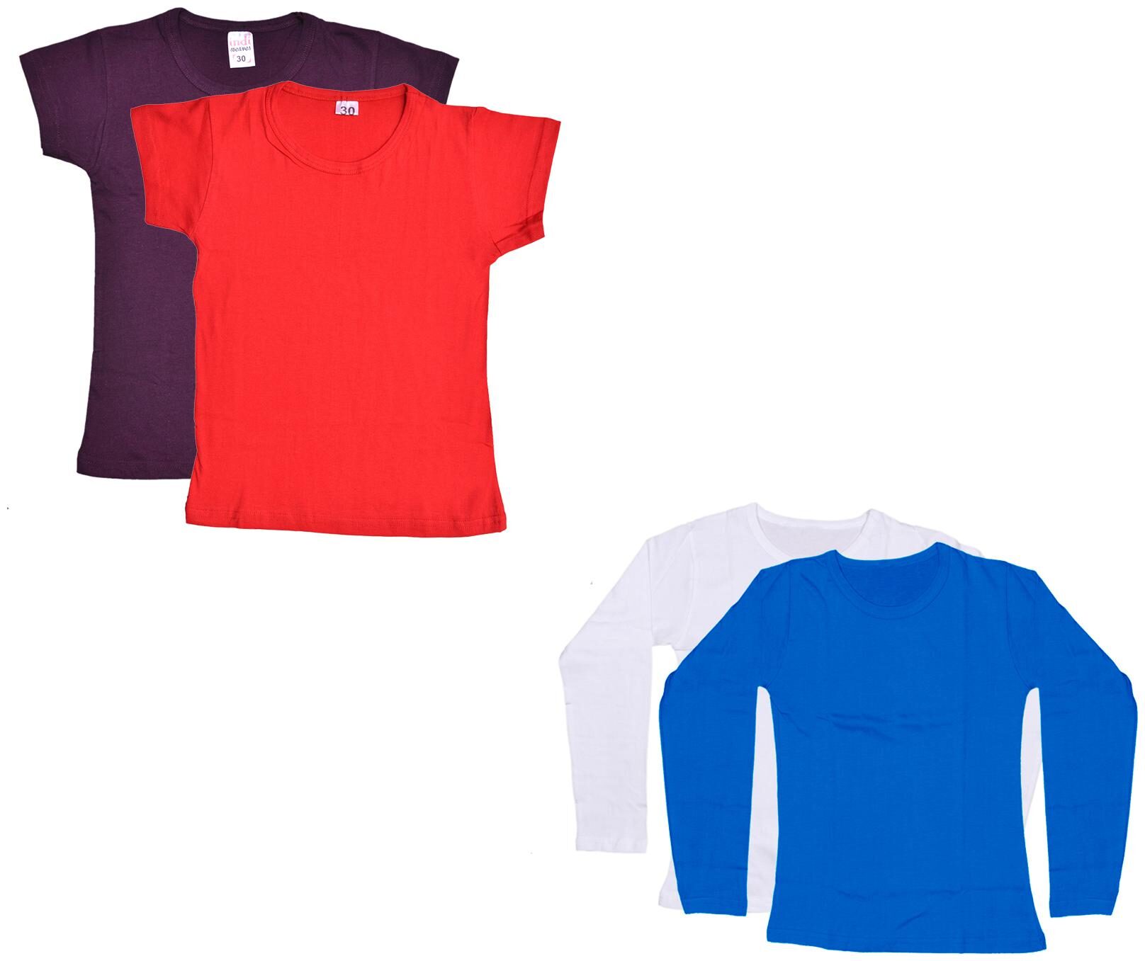 

Indiweaves Girl Cotton Solid T shirt - Multi