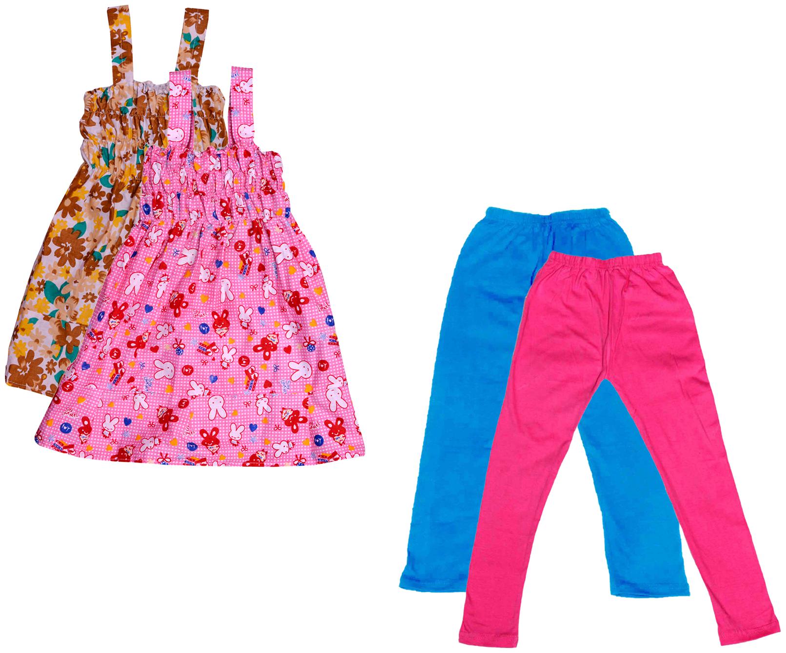

Indiweaves Girl Cotton Top Bottom Set - Multi