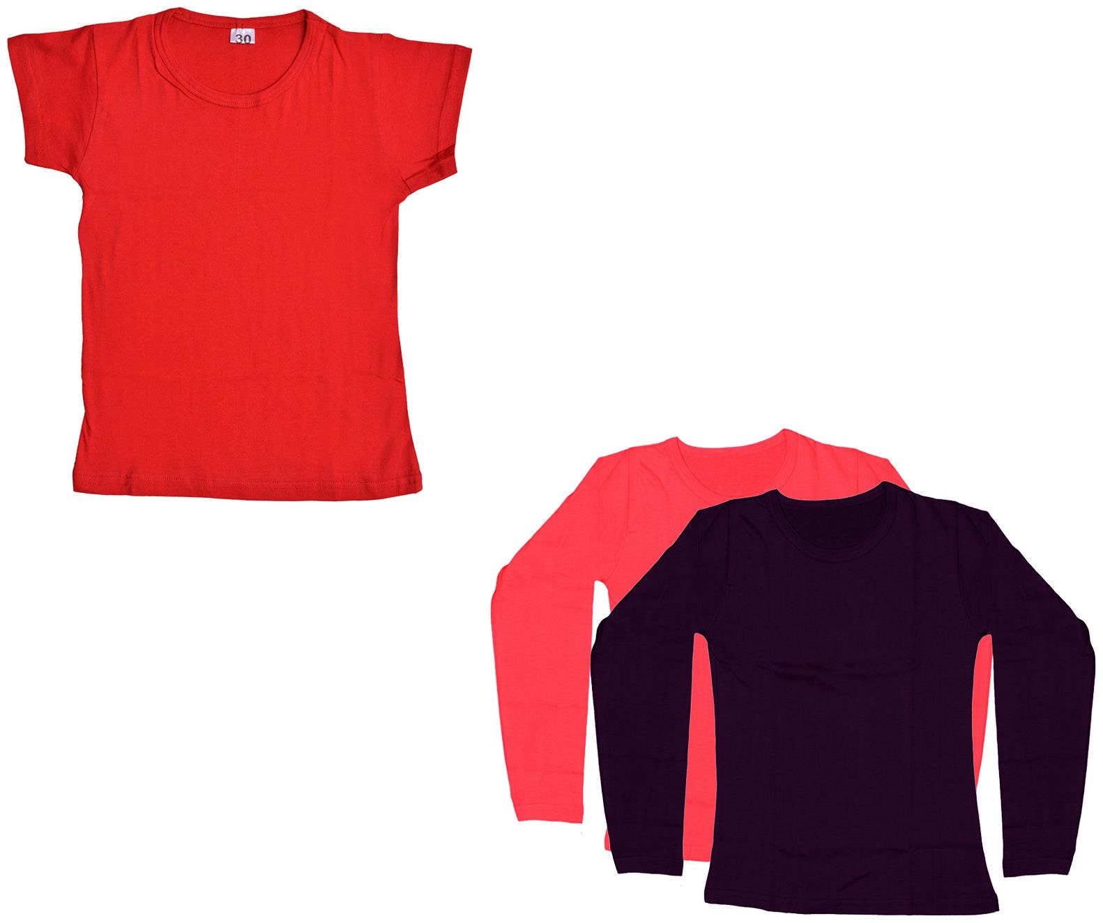 

Indiweaves Girl Cotton Solid T shirt - Multi