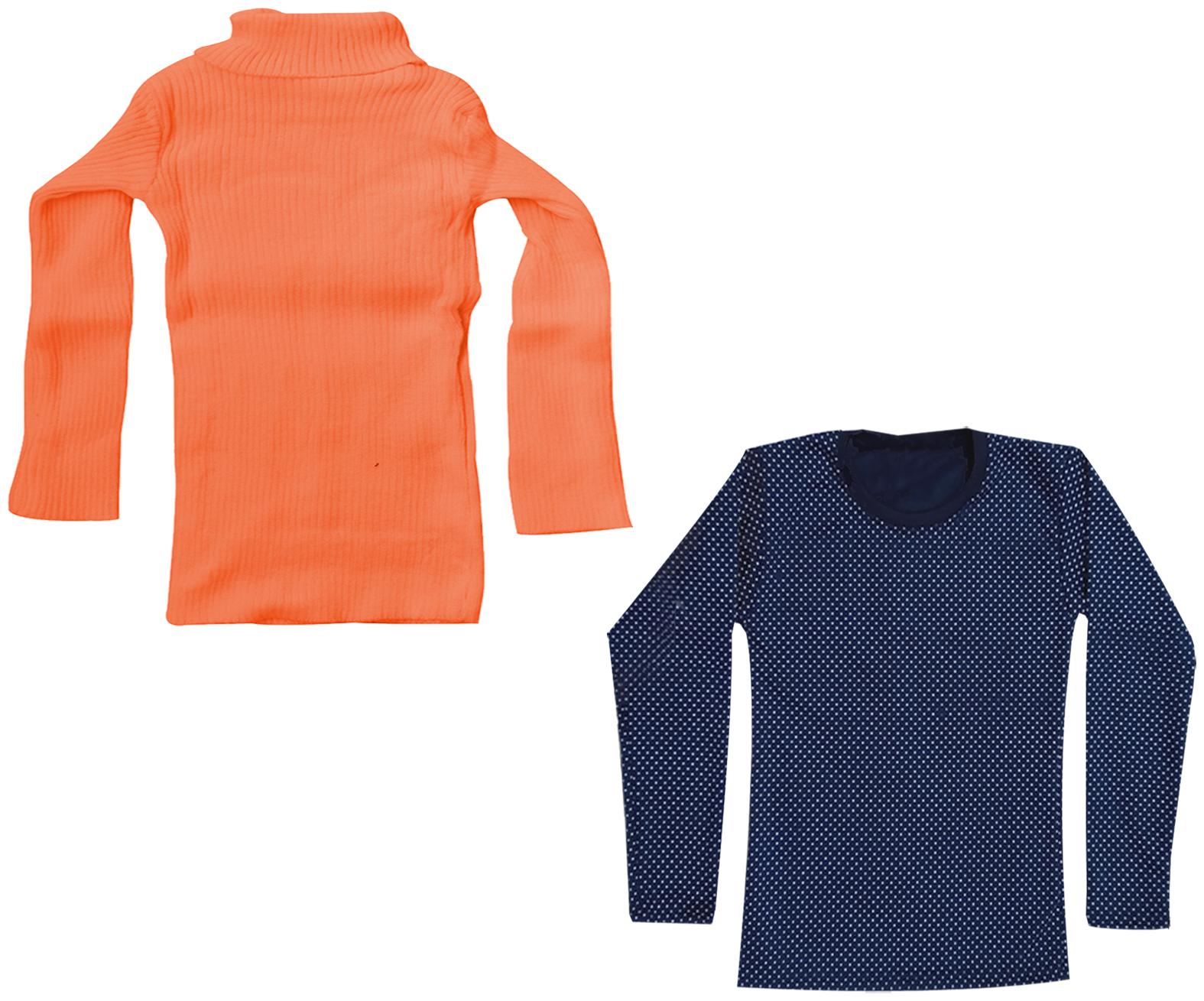

Indiweaves Girl Wool Printed T shirt - Orange Blue