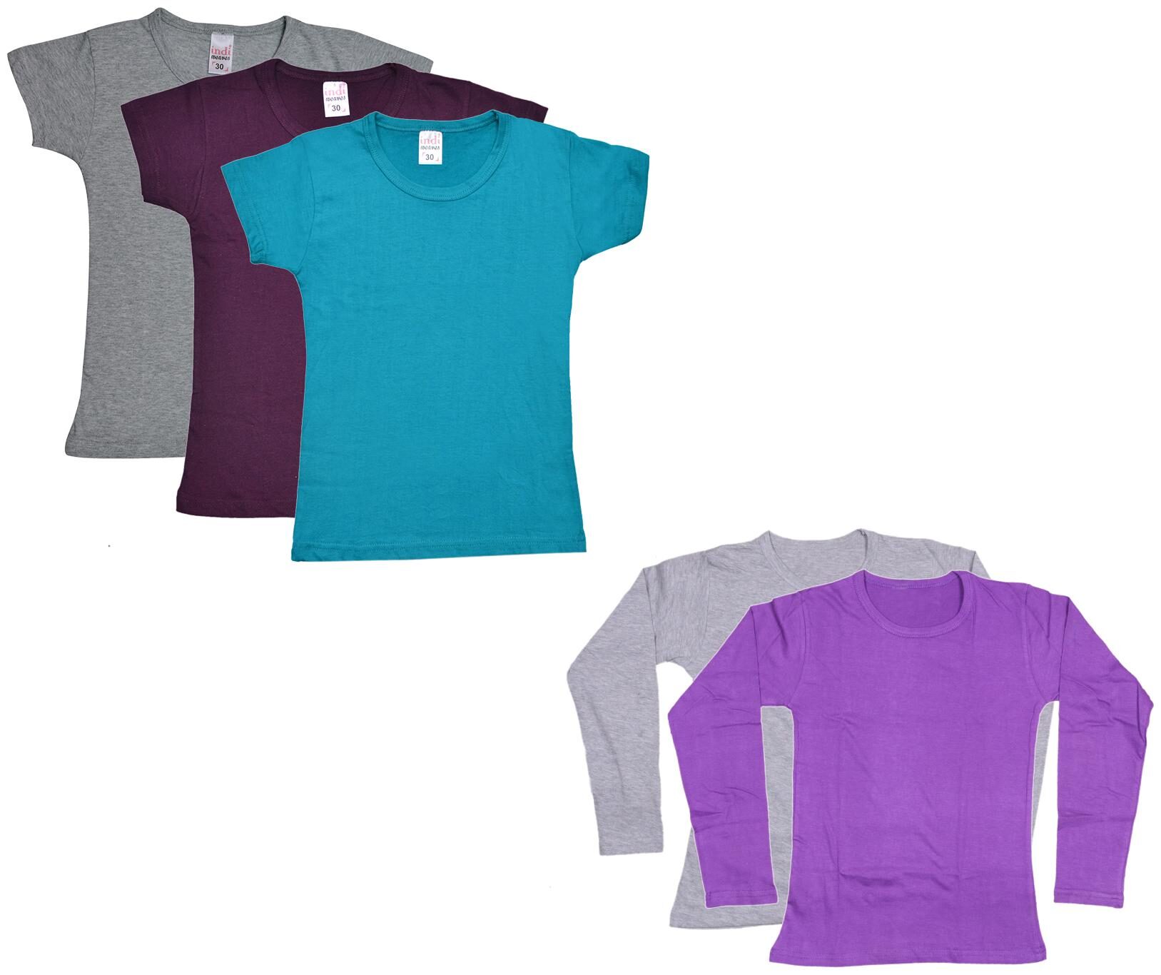 

Indiweaves Girl Cotton Solid T shirt - Multi
