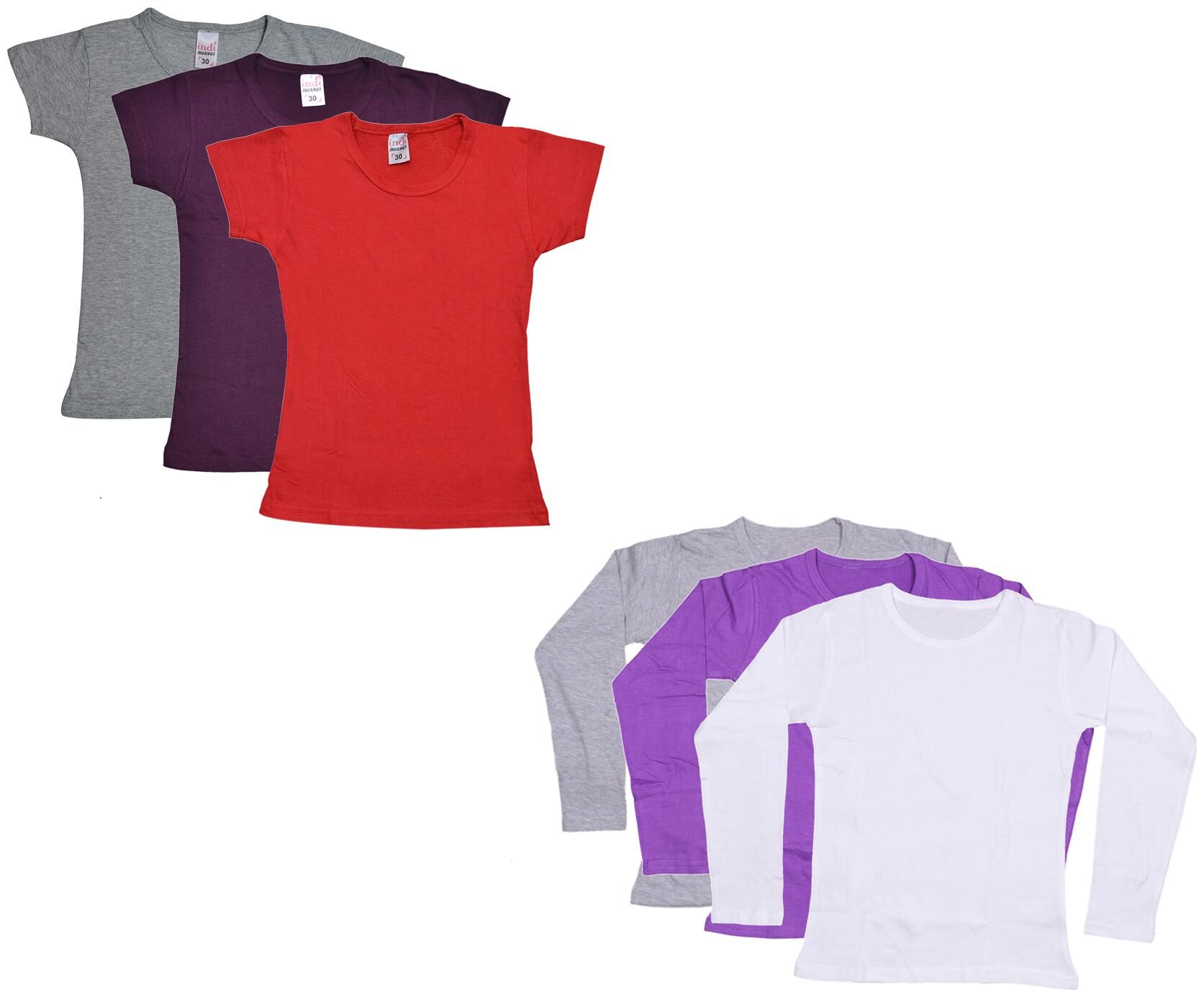 

Indiweaves Girl Cotton Solid T shirt - Multi