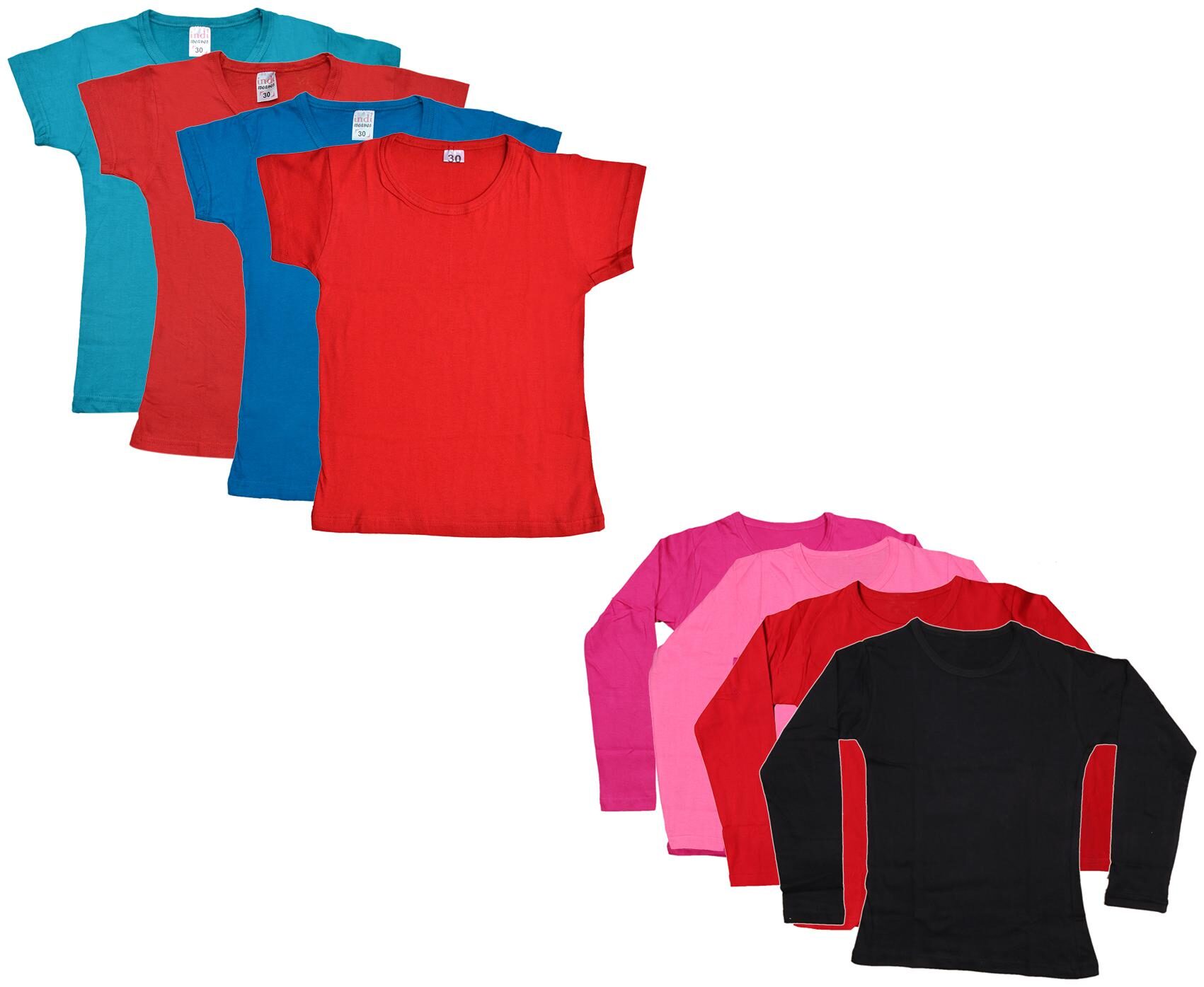 

Indiweaves Girl Cotton Solid T shirt - Multi