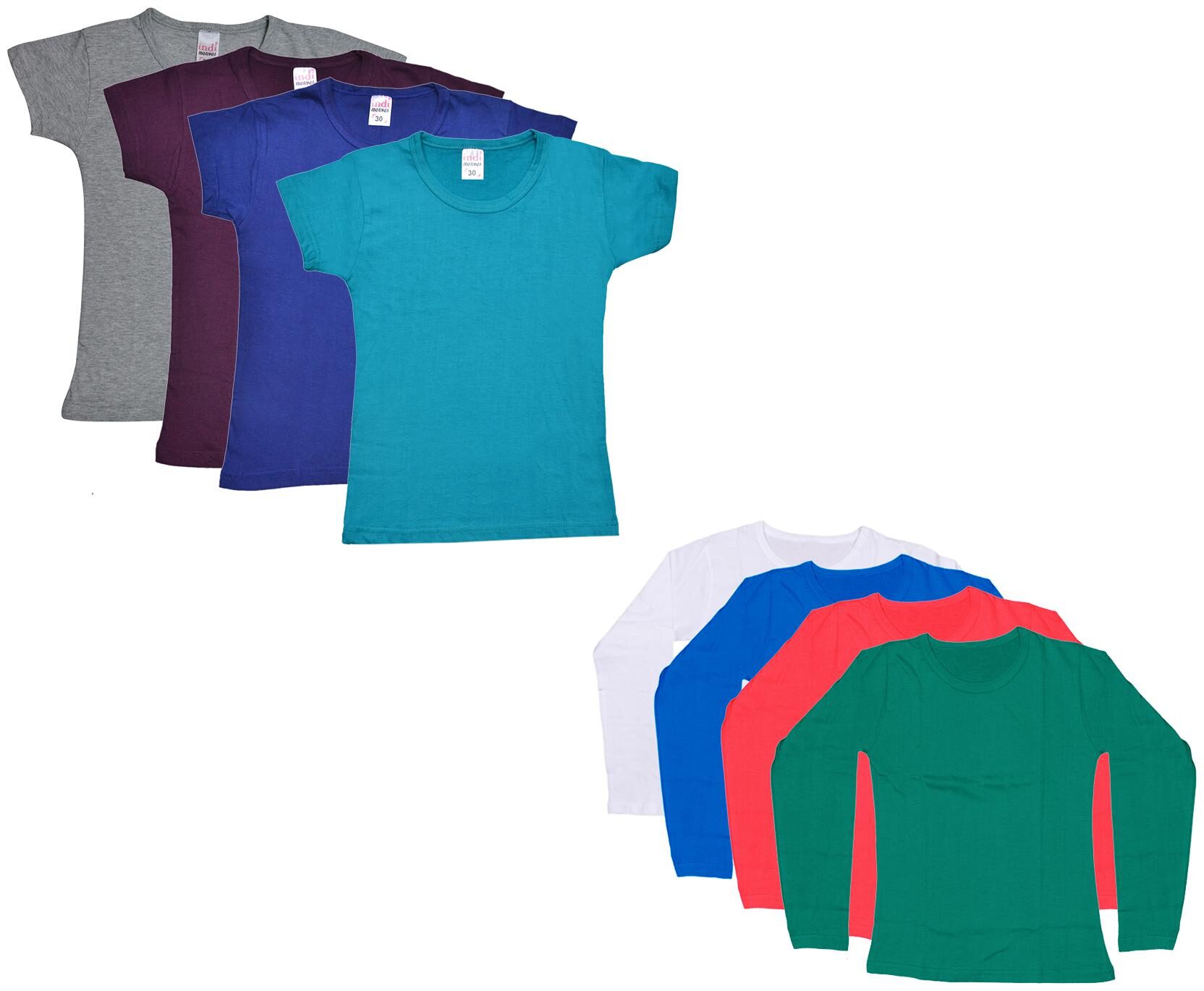 

Indiweaves Girl Cotton Solid T shirt - Multi