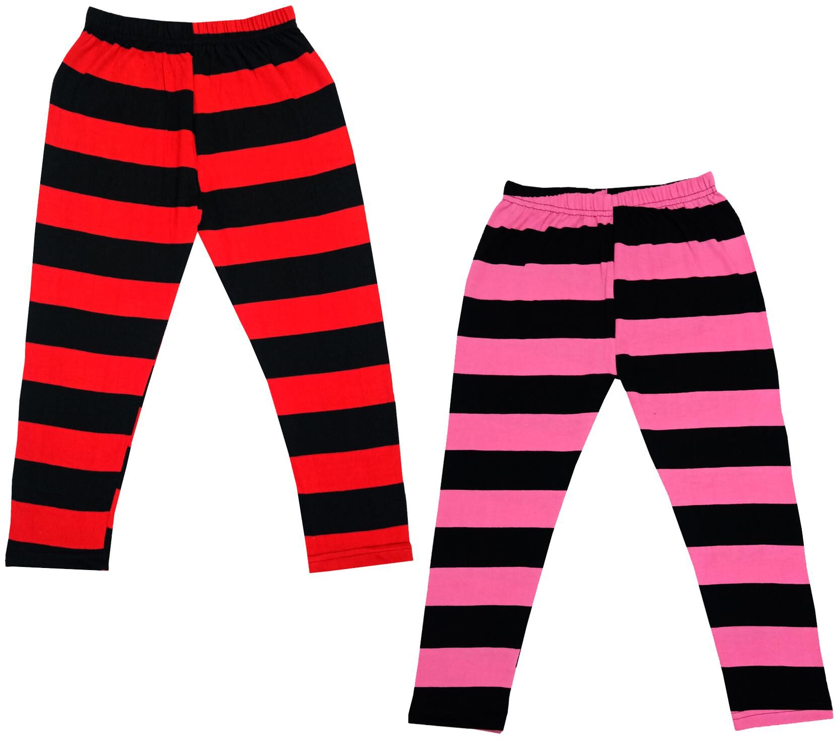 

IndiWeaves Girls Cotton Striped Capri 3 4th Leggings (Pack of 2) Multi