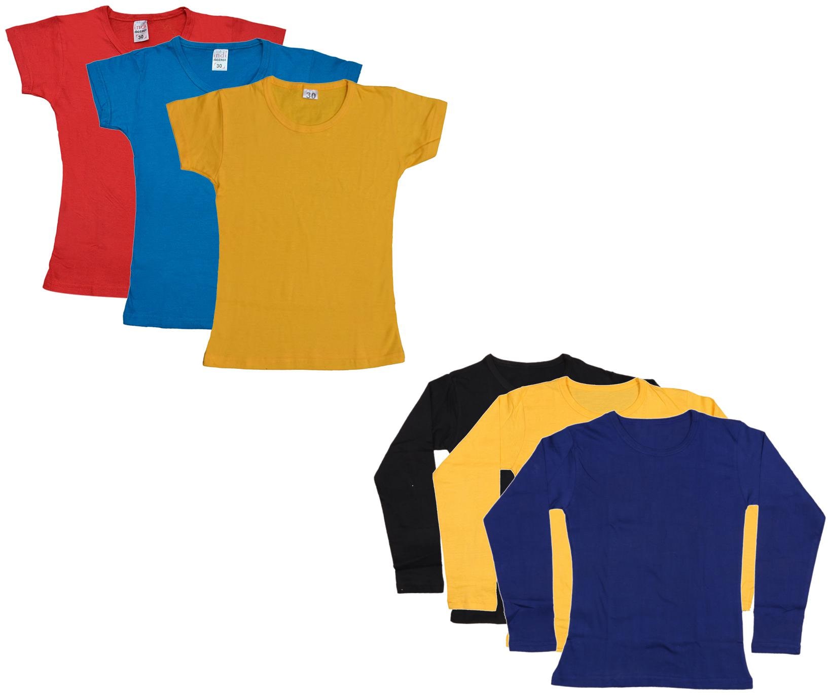 

Indiweaves Girl Cotton Solid T shirt - Multi
