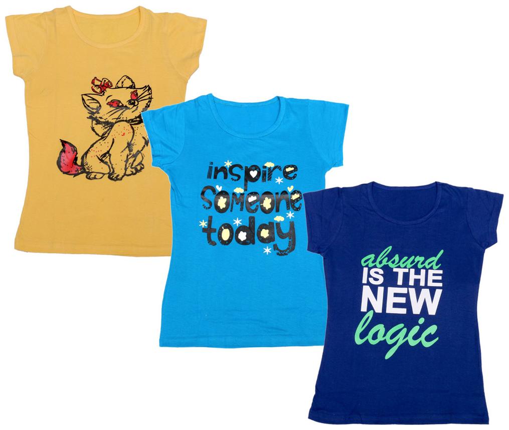 

Indiweaves Girl Cotton Printed T shirt - Multi
