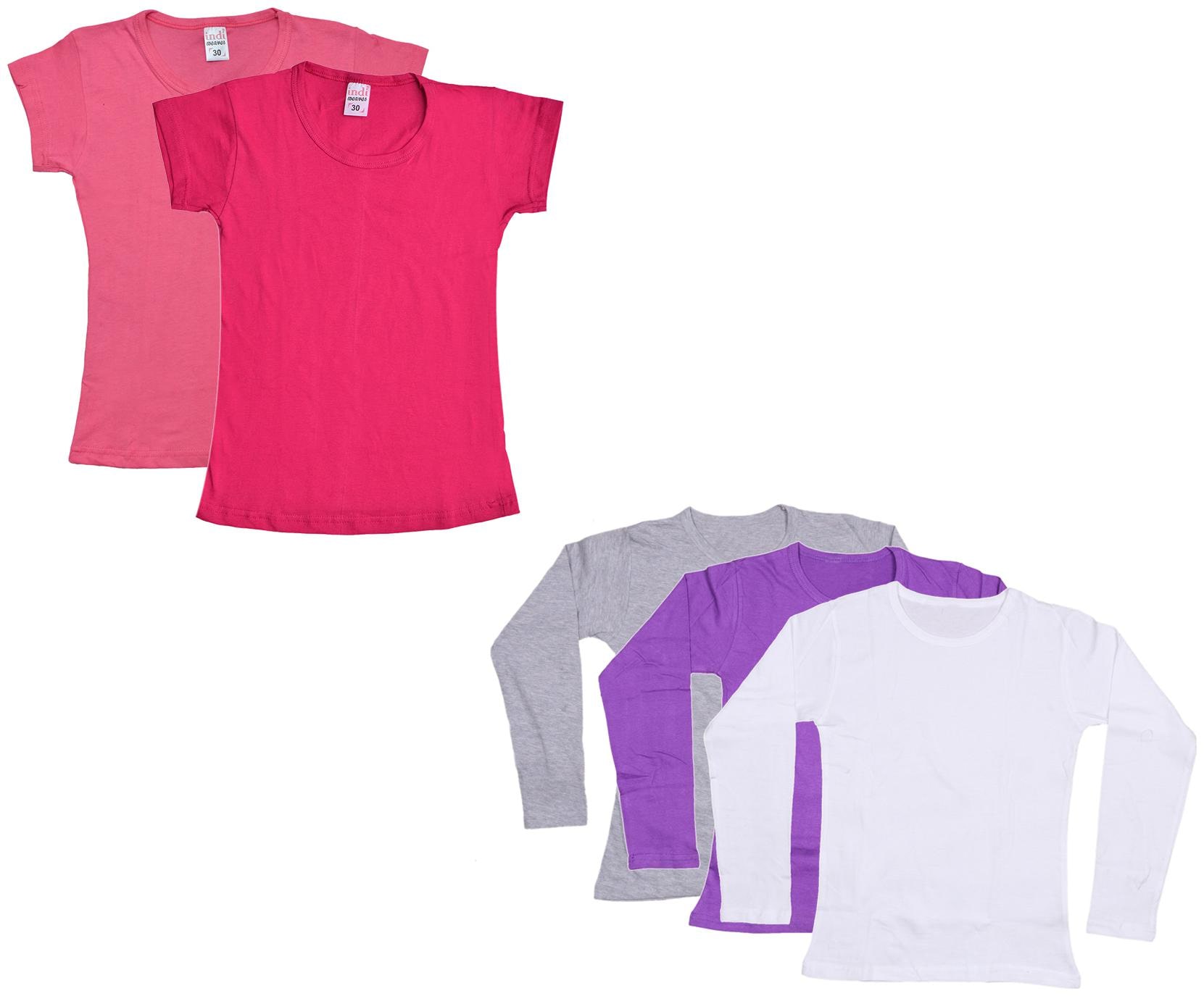 

Indiweaves Girl Cotton Solid T shirt - Multi