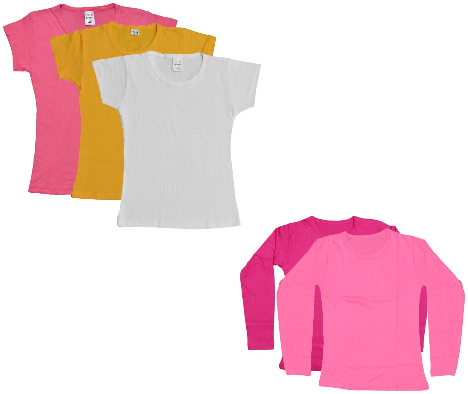

Indiweaves Girl Cotton Solid T shirt - Multi