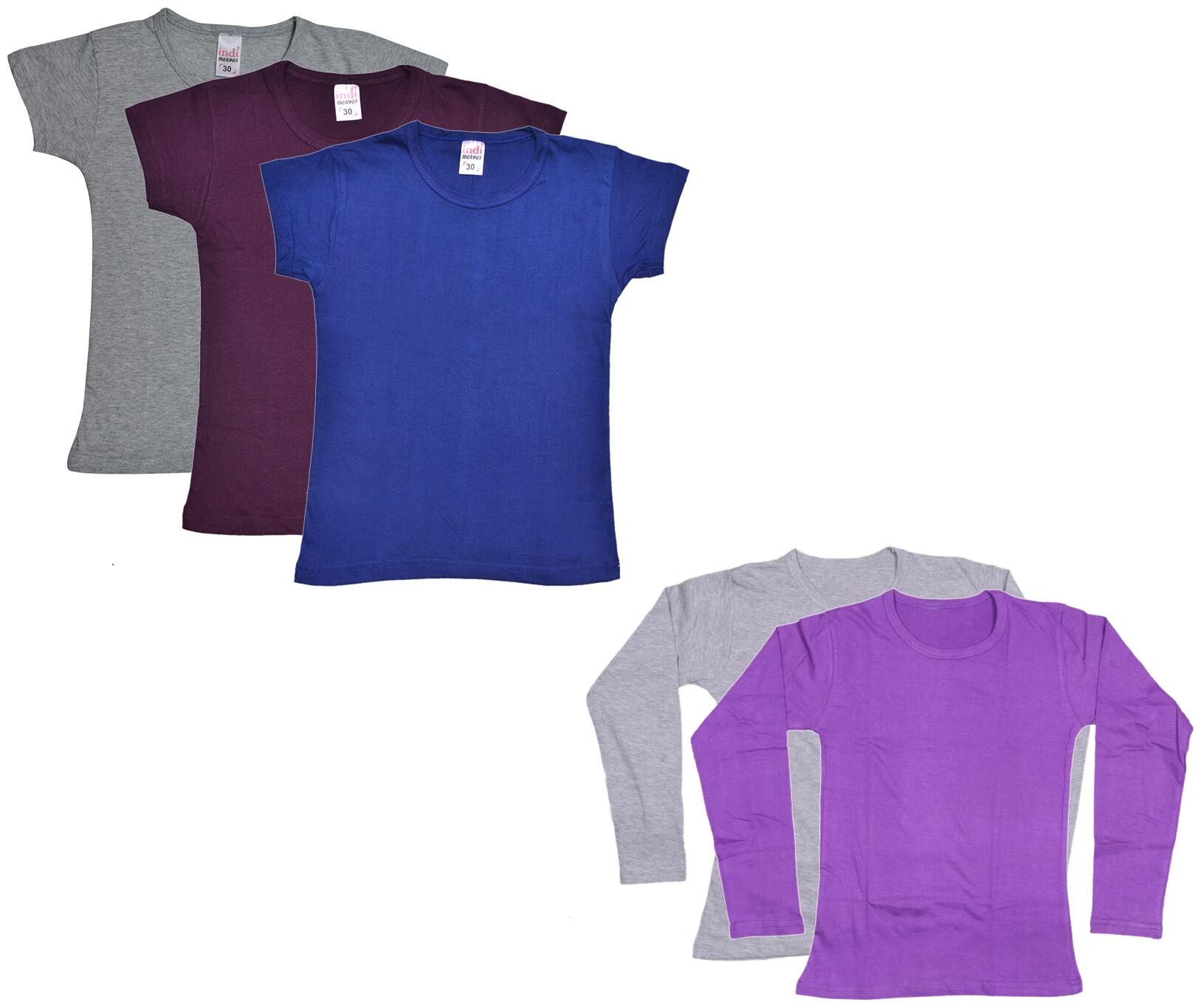 

Indiweaves Girl Cotton Solid T shirt - Multi