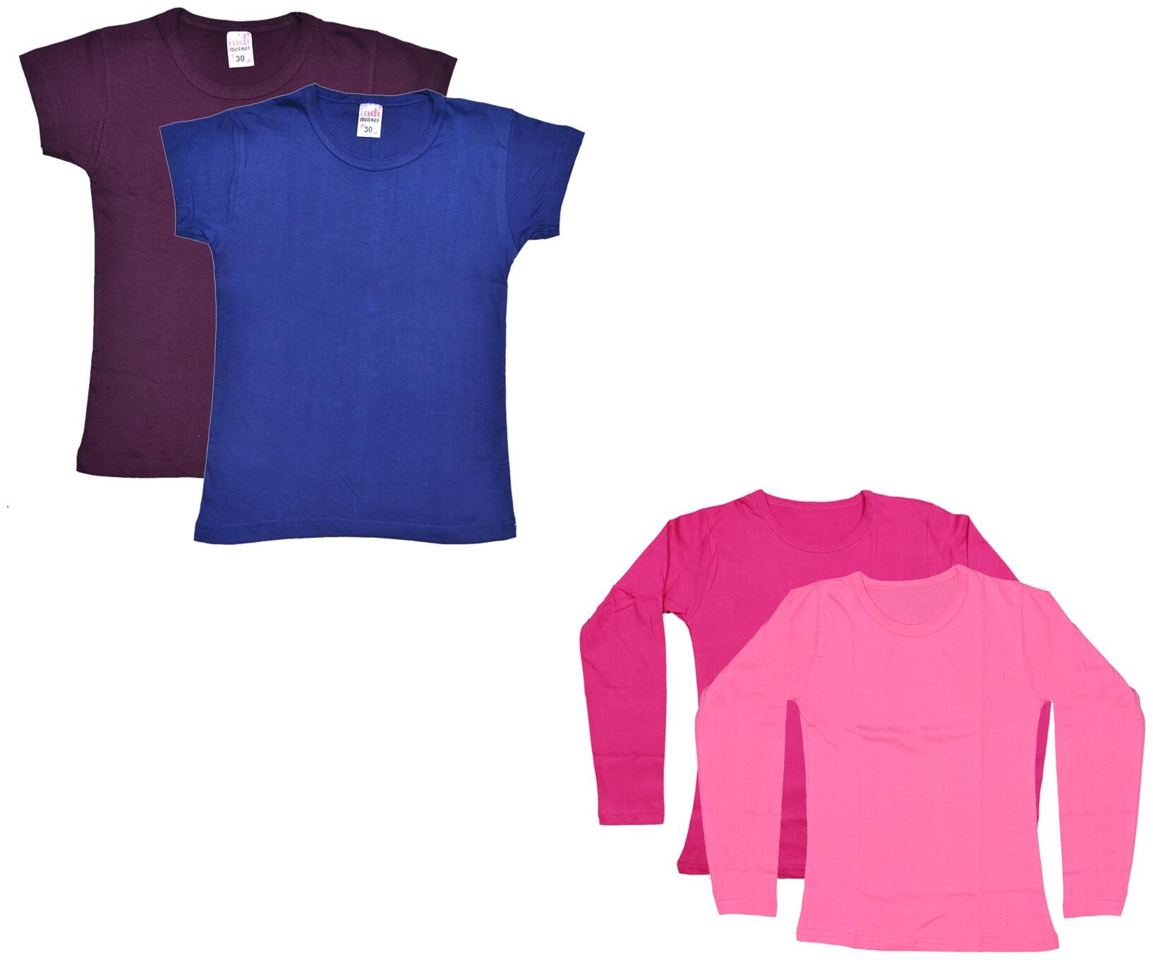 

Indiweaves Girl Cotton Solid T shirt - Multi