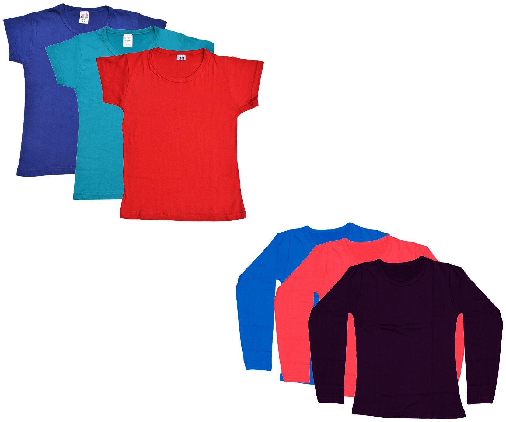

Indiweaves Girl Cotton Solid T shirt - Multi