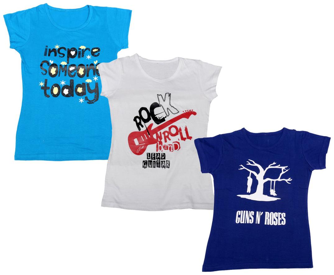 

Indiweaves Girl Cotton Printed T shirt - Multi