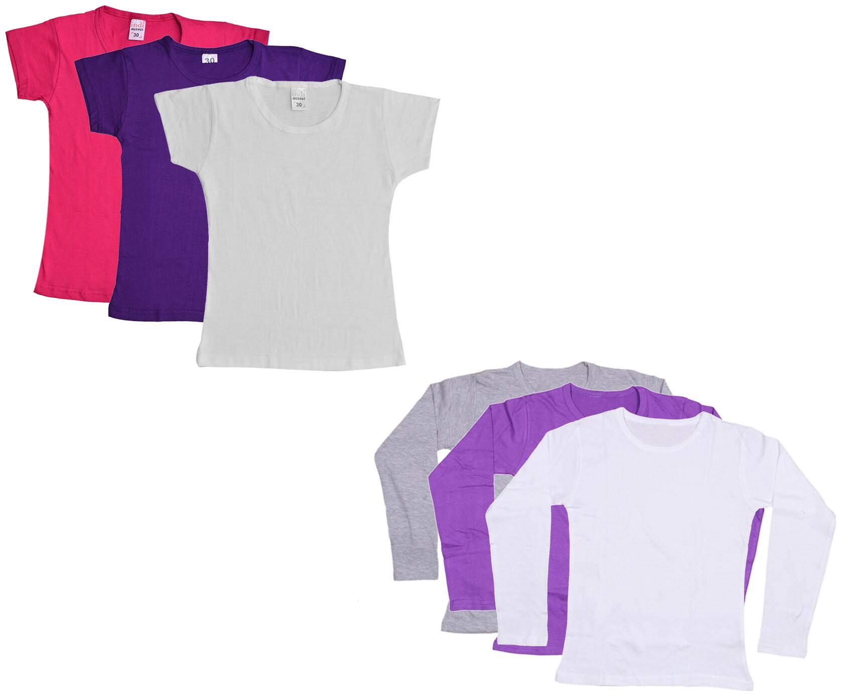 

Indiweaves Girl Cotton Solid T shirt - Multi