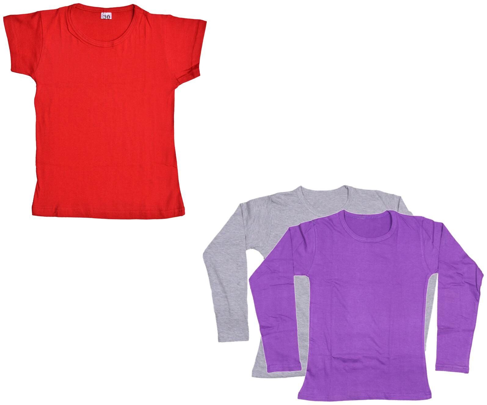 

Indiweaves Girl Cotton Solid T shirt - Multi