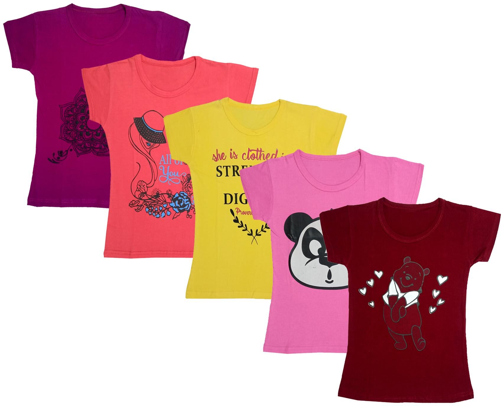 

Indiweaves Girl Cotton Printed T shirt - Multi