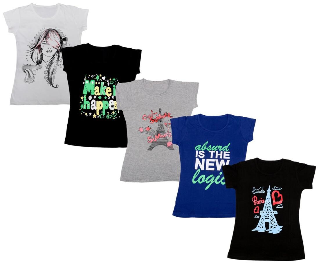 

Indiweaves Girl Cotton Printed T shirt - Multi