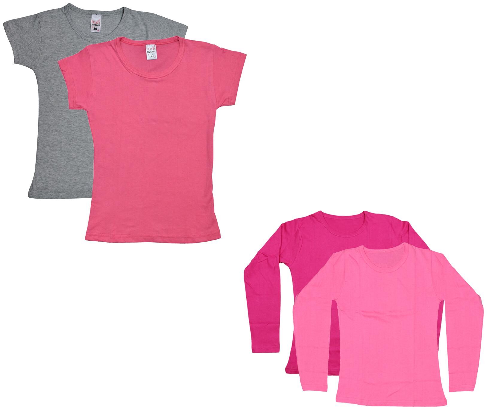 

Indiweaves Girl Cotton Solid T shirt - Multi