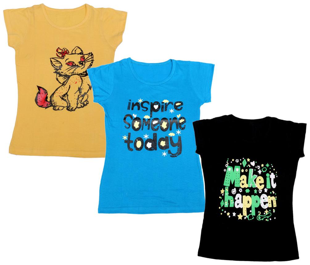 

Indiweaves Girl Cotton Printed T shirt - Multi