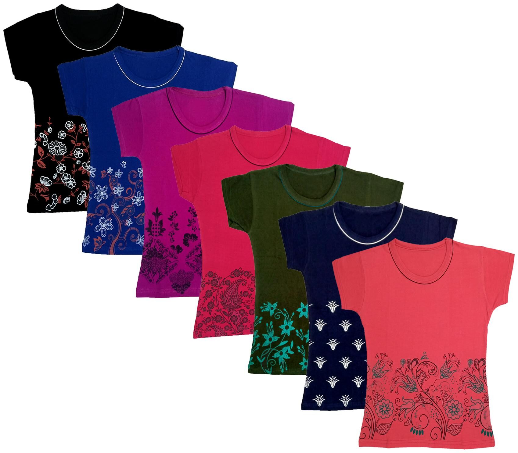

Indiweaves Girl Cotton Printed T shirt - Multi