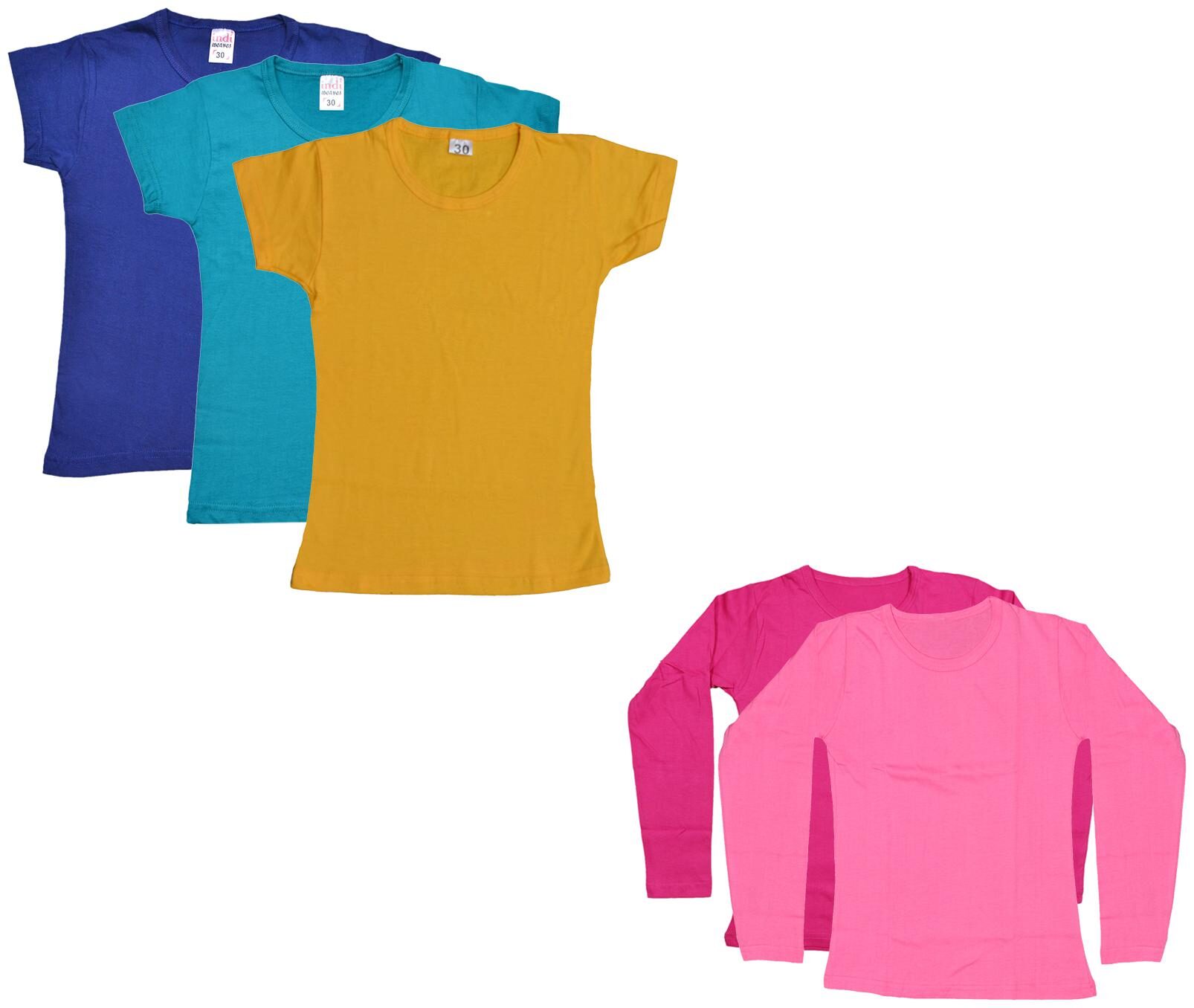 

Indiweaves Girl Cotton Solid T shirt - Multi