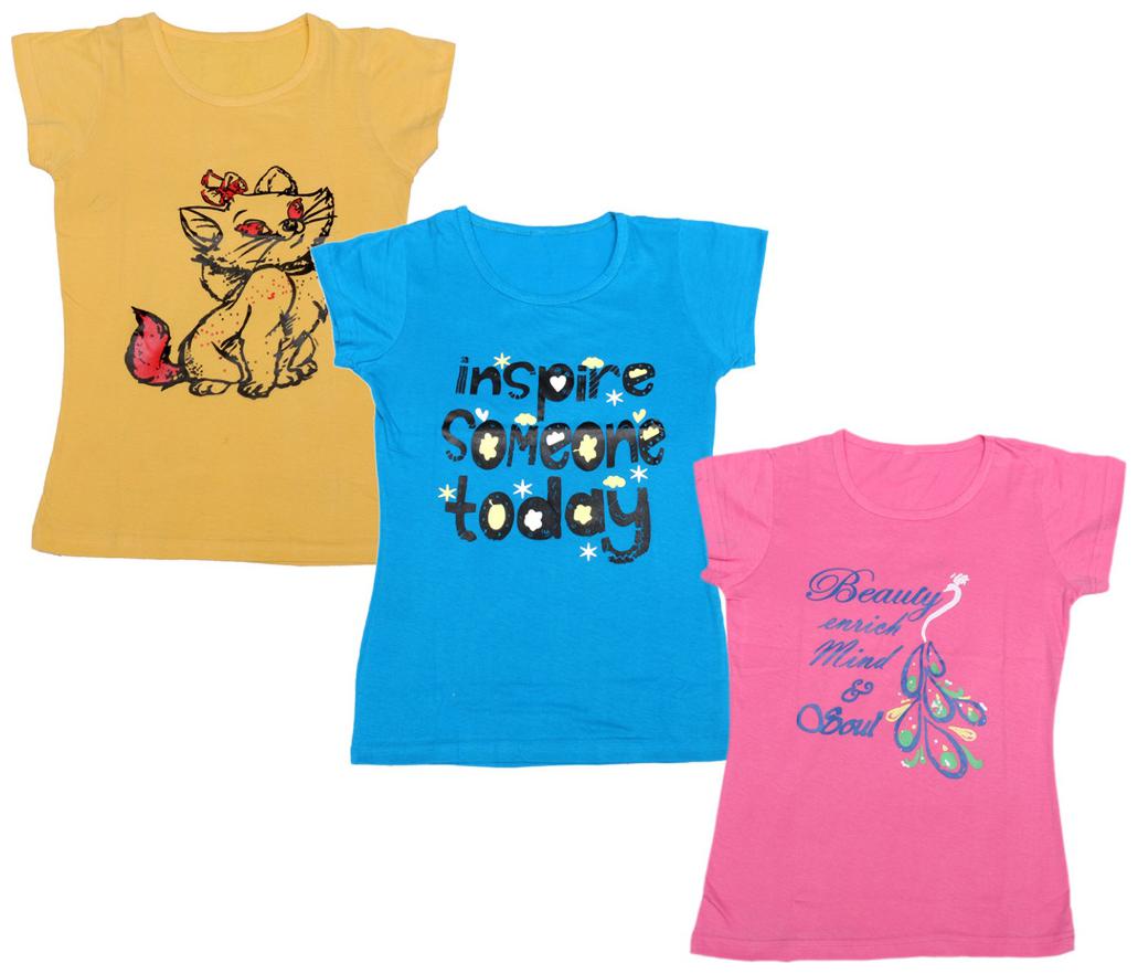 

Indiweaves Girl Cotton Printed T shirt - Multi