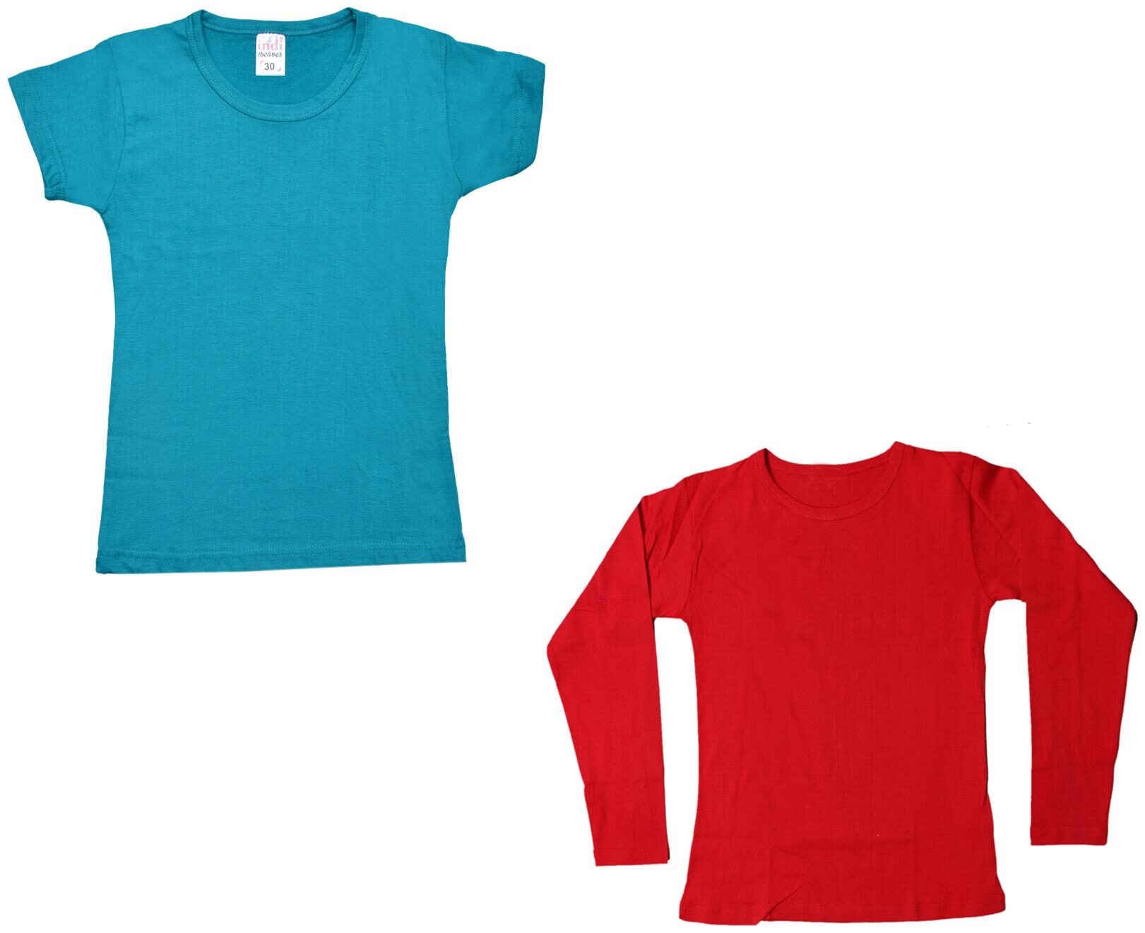 

Indiweaves Girl Cotton Solid T shirt - Multi