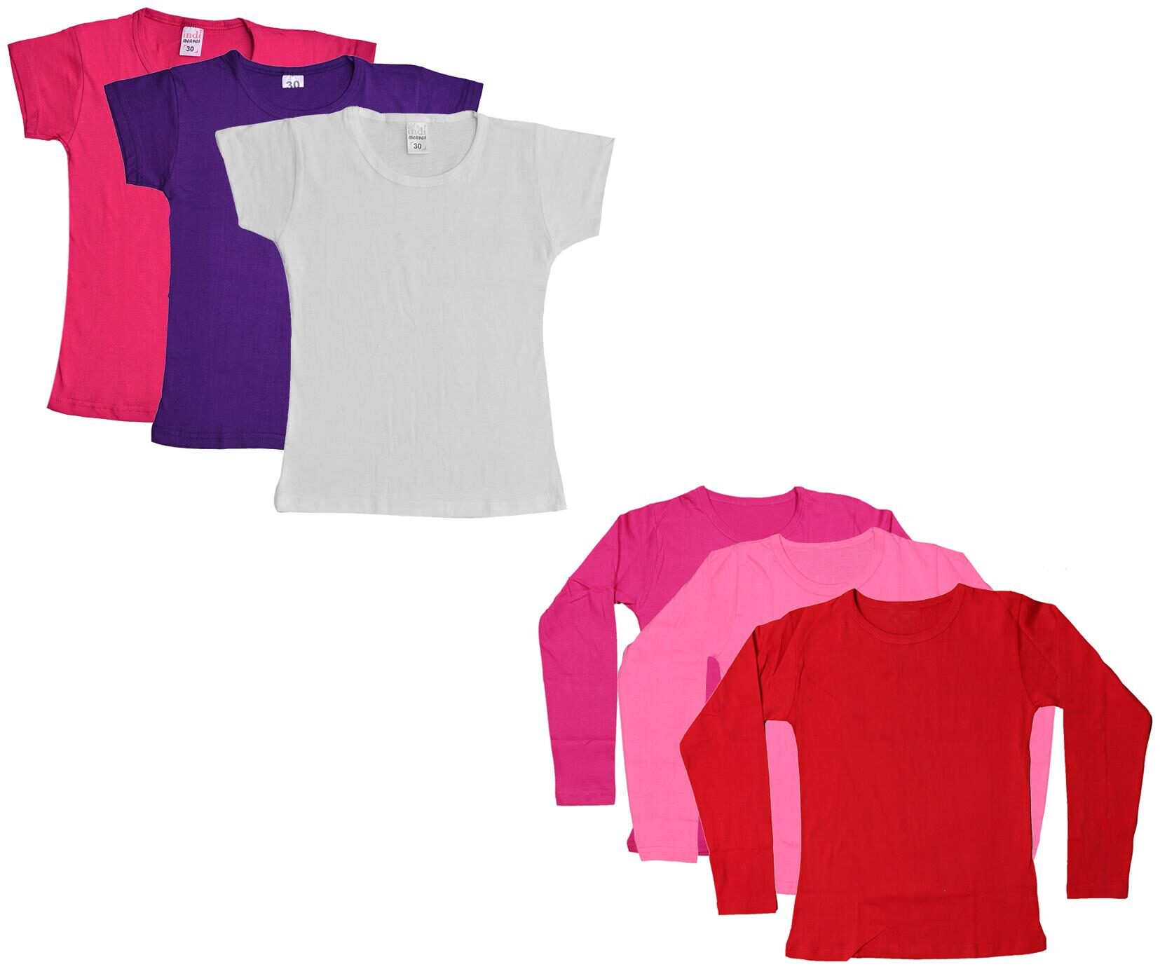 

Indiweaves Girl Cotton Solid T shirt - Multi