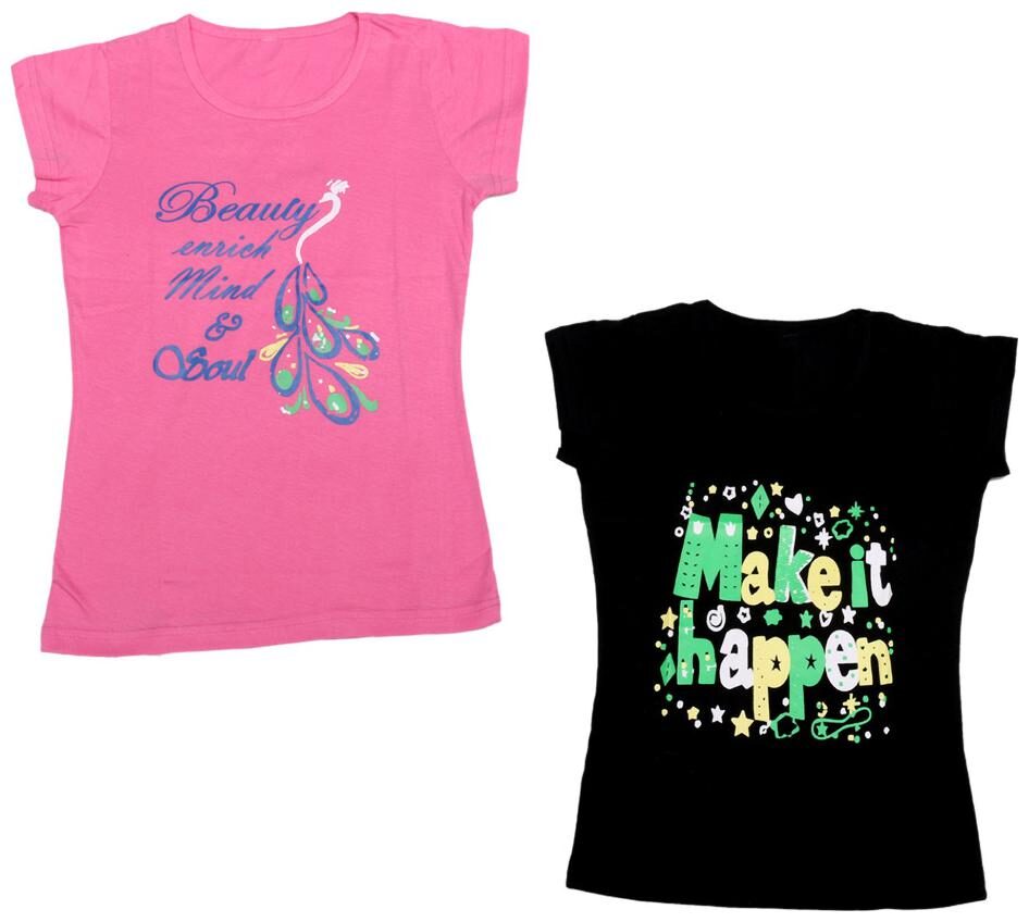 

Indiweaves Girl Cotton Printed T shirt - Multi