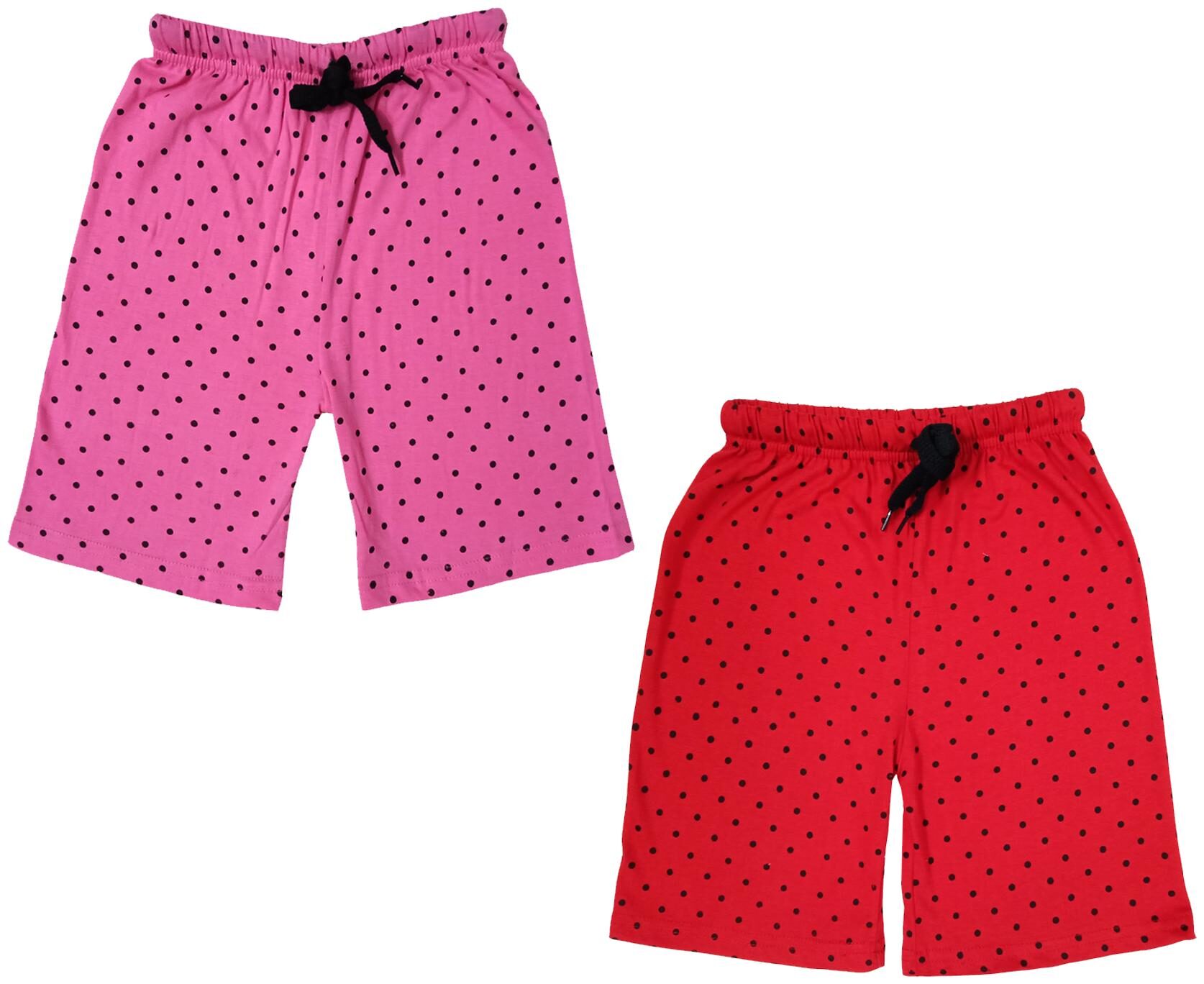 

IndiWeaves Girls Cotton Polka Dots Relaxed Fit Shorts (Pack of 2)