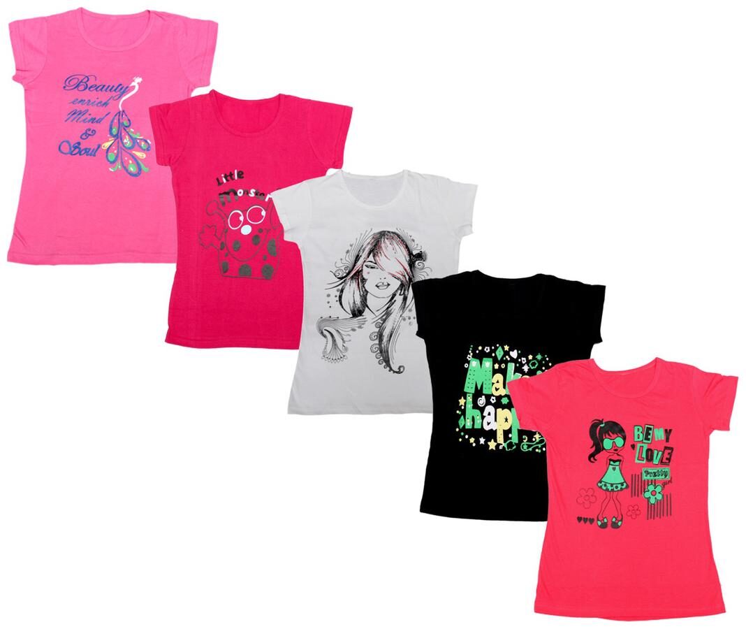 

Indiweaves Girl Cotton Printed T shirt - Multi