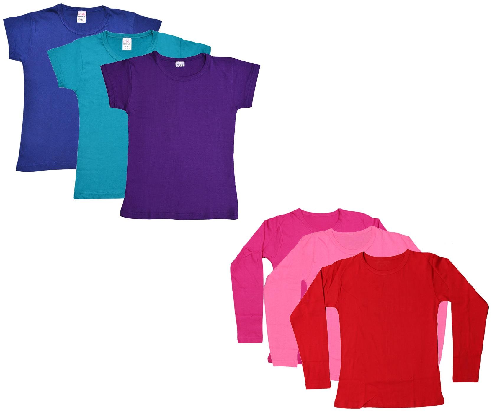 

Indiweaves Girl Cotton Solid T shirt - Multi