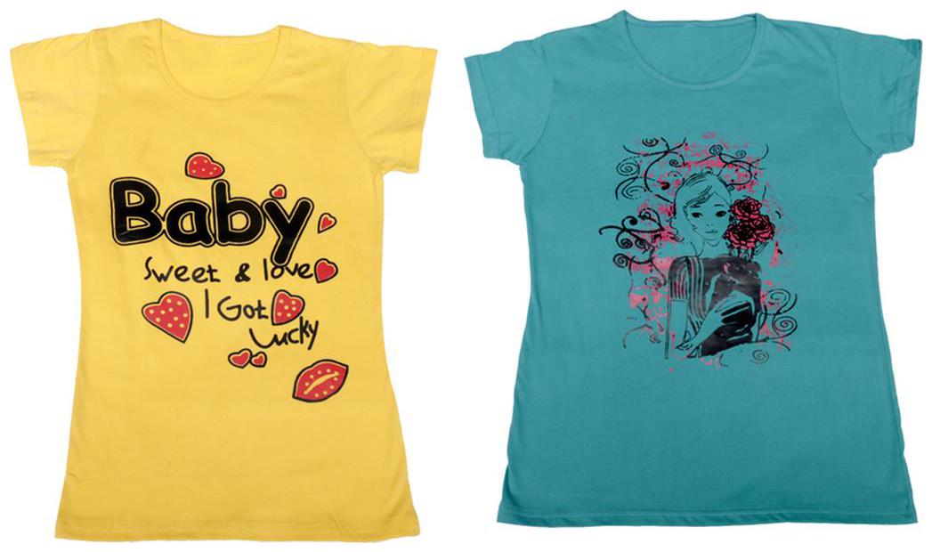 

Indiweaves Girl Cotton Solid T shirt - Multi