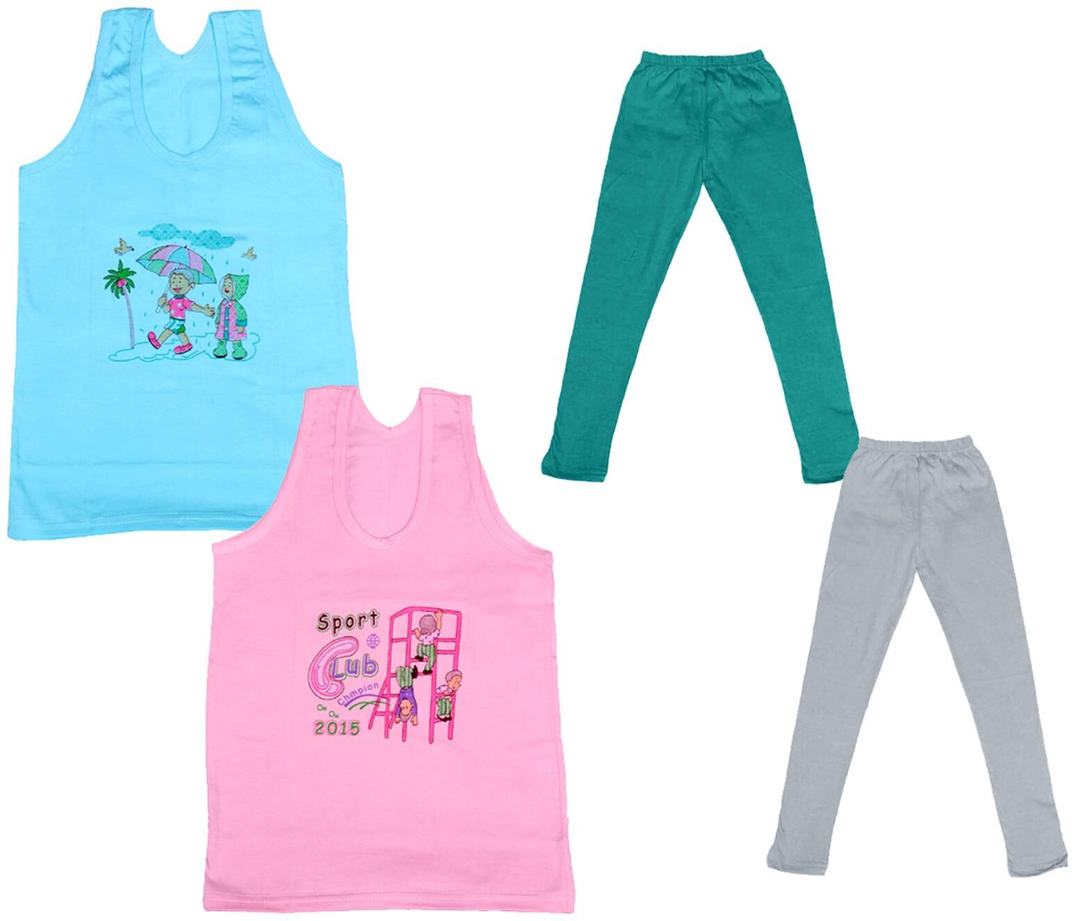 

Indiweaves Girl Cotton Top Bottom Set - Multi