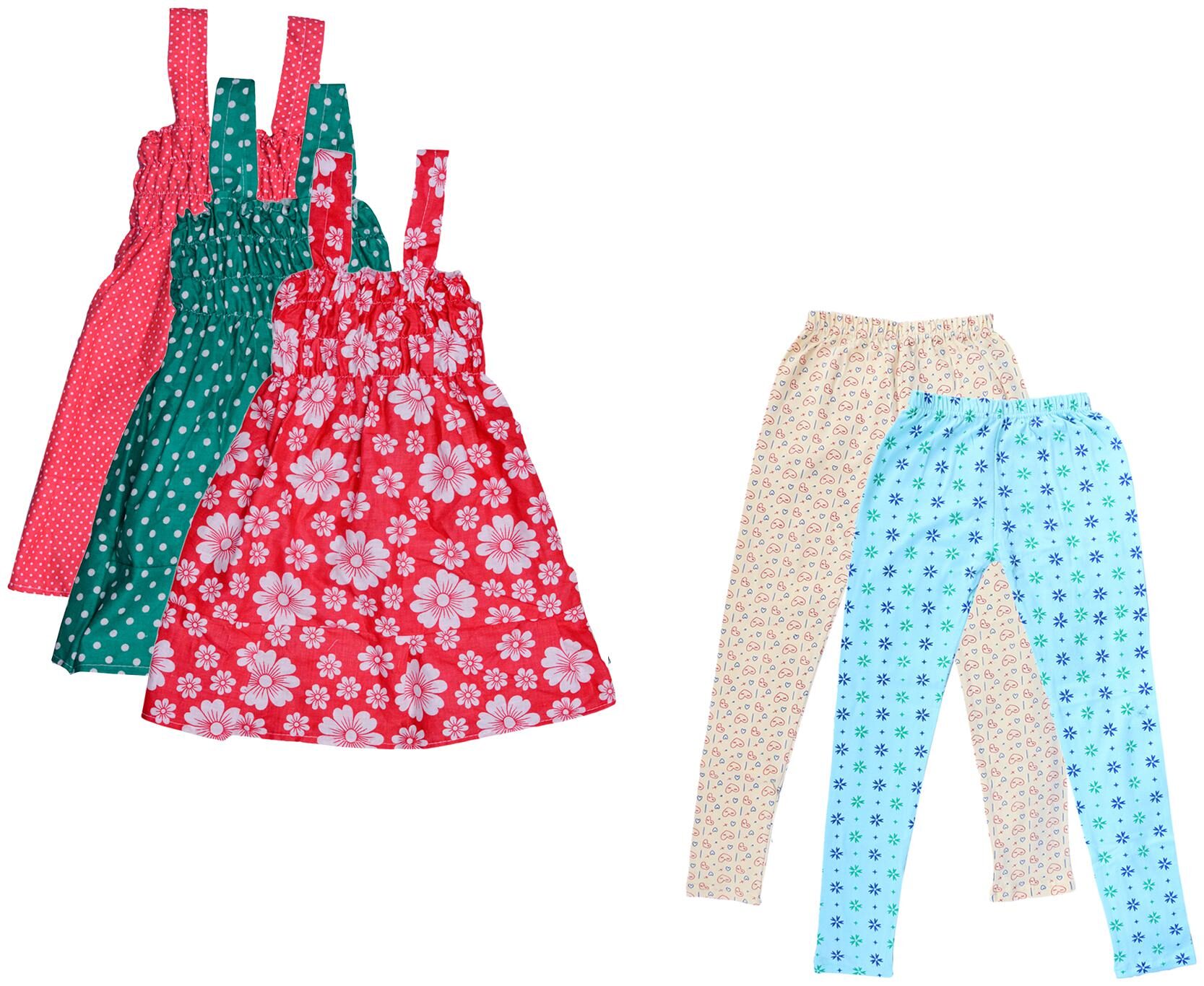 

Indiweaves Girl Cotton Top Bottom Set - Multi